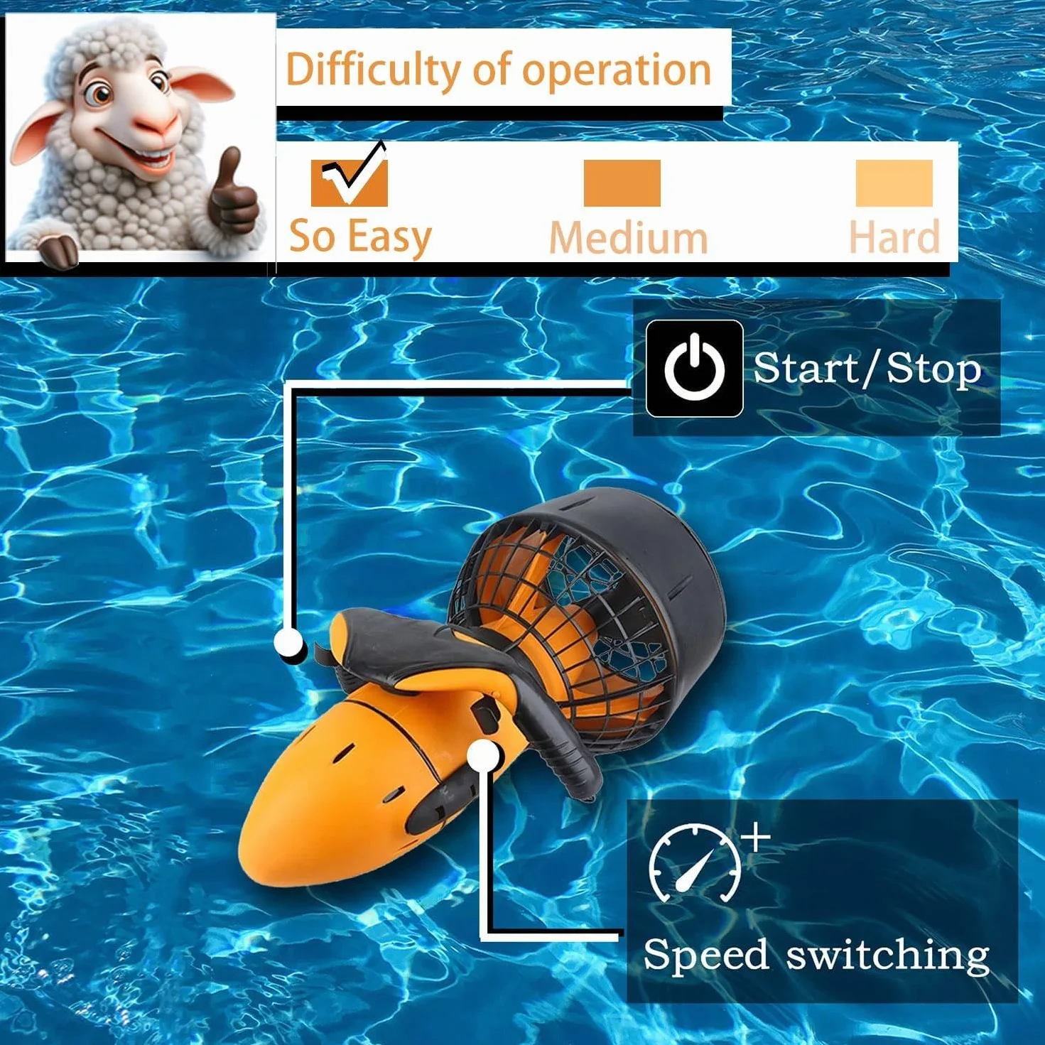 Scooter sous-Marin 500WHélicoptère sous-Marin à Double Vitesse pour la plongée sous-Marine, l'apnée et la Piscine,Booster sous-Marin