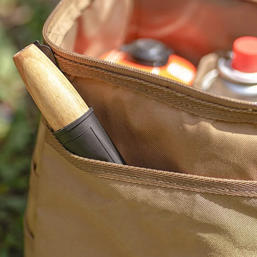 Sac de camping en tissu Oxford, sac de rangement de grande capacité pour lampe d'extérieur, réchaud à gaz, sac de transport (kaki)