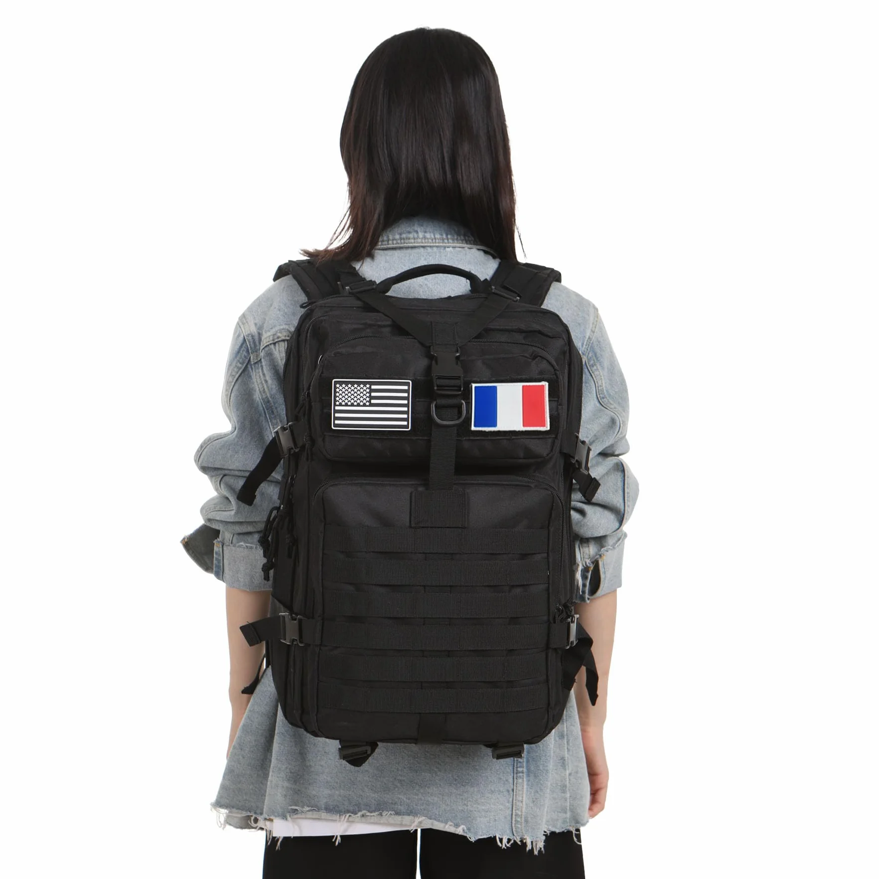 Sac À Dos Tactique 50 Litres - Grande Capacité Système MOLLE Militaire Imperméable Idéal Pour Urgences De 3 Jours Chasse Randonnée Et Camping Sac À Dos Pour De Plein Air (Noir)