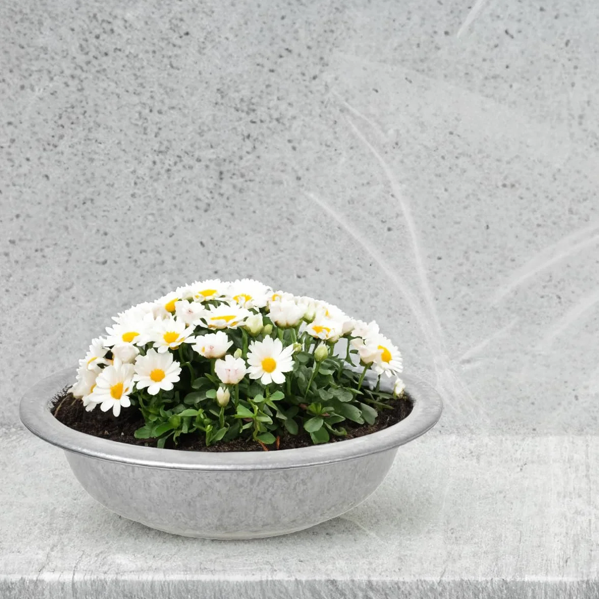 Grand seau en zinc 50 cm pour extérieur - Baignoire ronde jardinière fontaine solaire