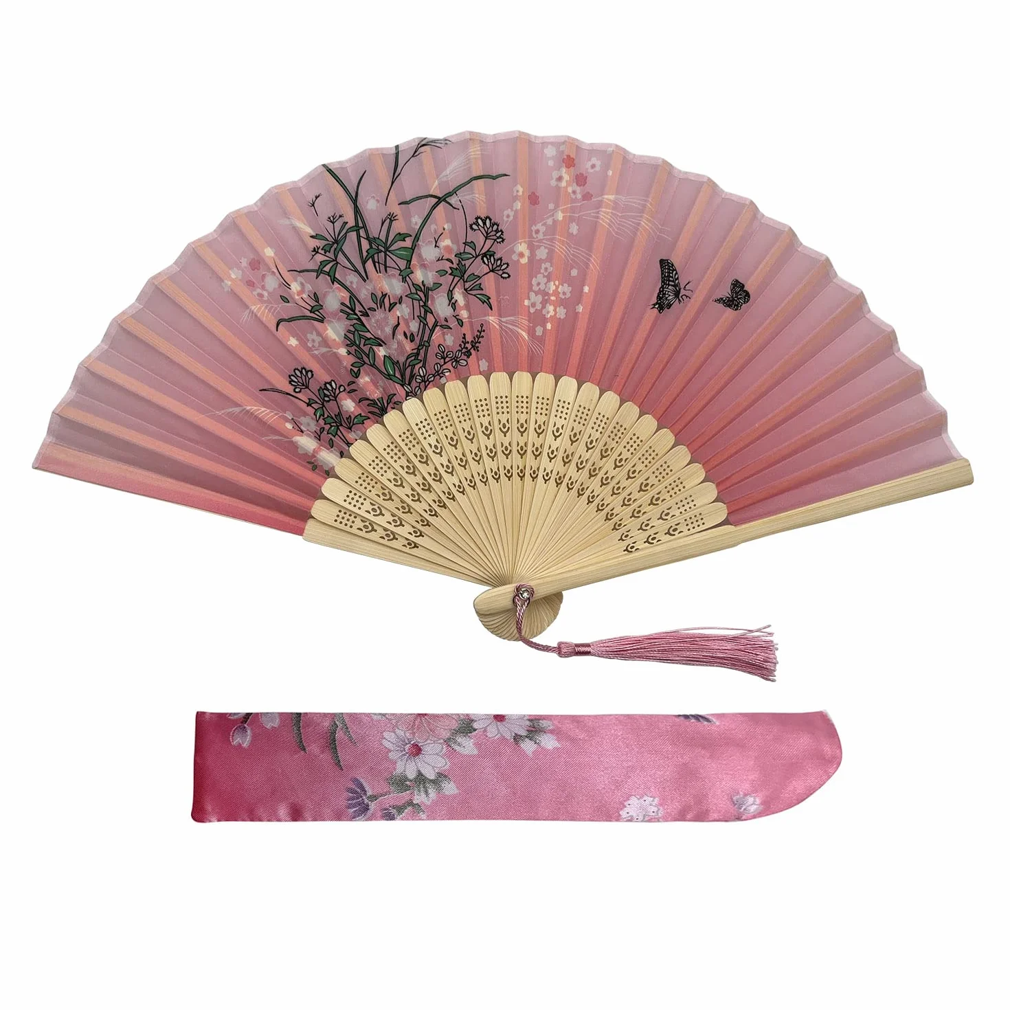 Kibon Éventails pliants en bambou avec pampille pour cadeaux, danse, fête