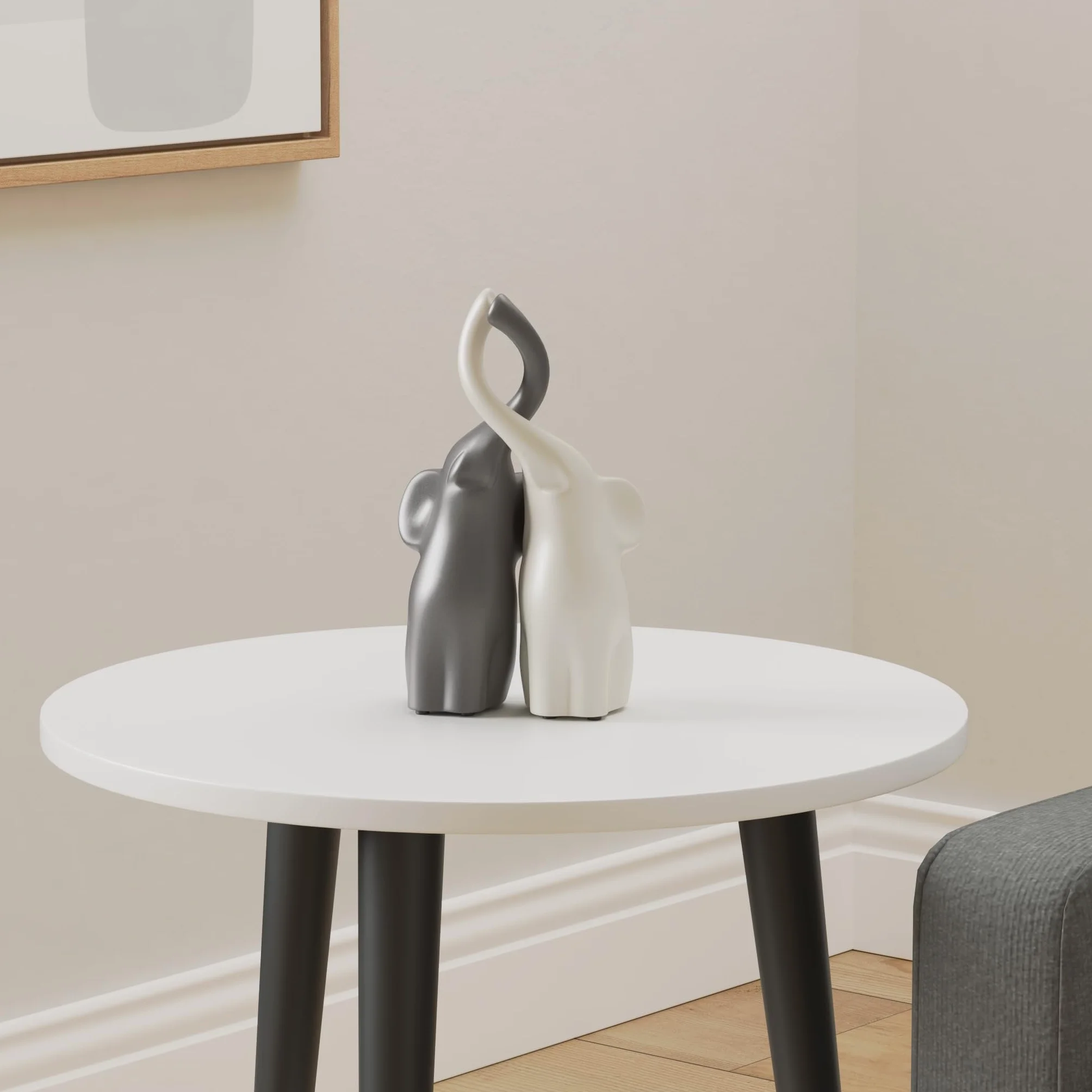 Pajoma® Lot de 2 Éléphants Amoureux en Céramique 25,5 cm - Figurine Animale Décoration Table Cuisine Salon