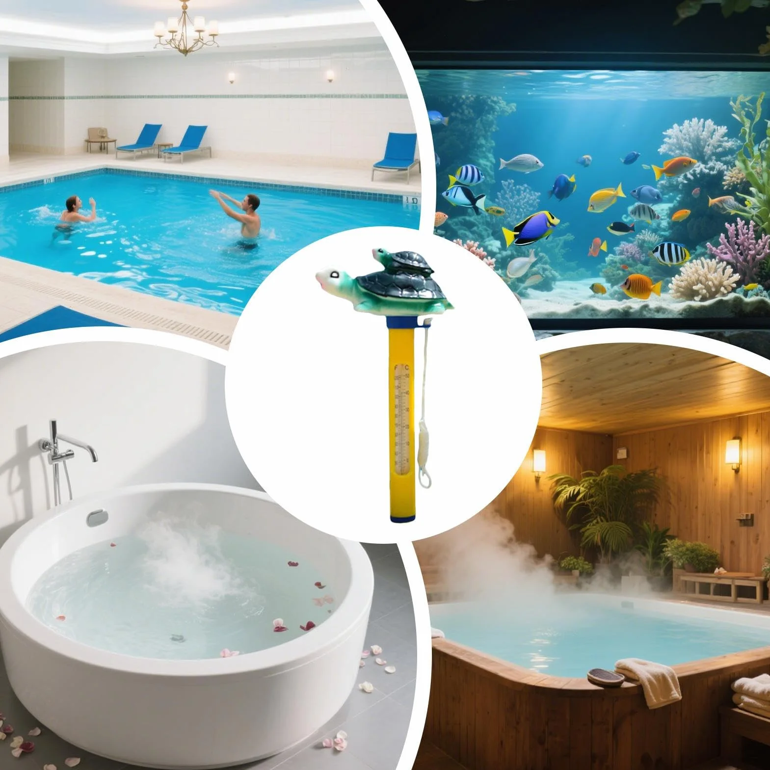Thermomètre Flottant pour Piscine Moniteur de Température d'Eau avec Corde