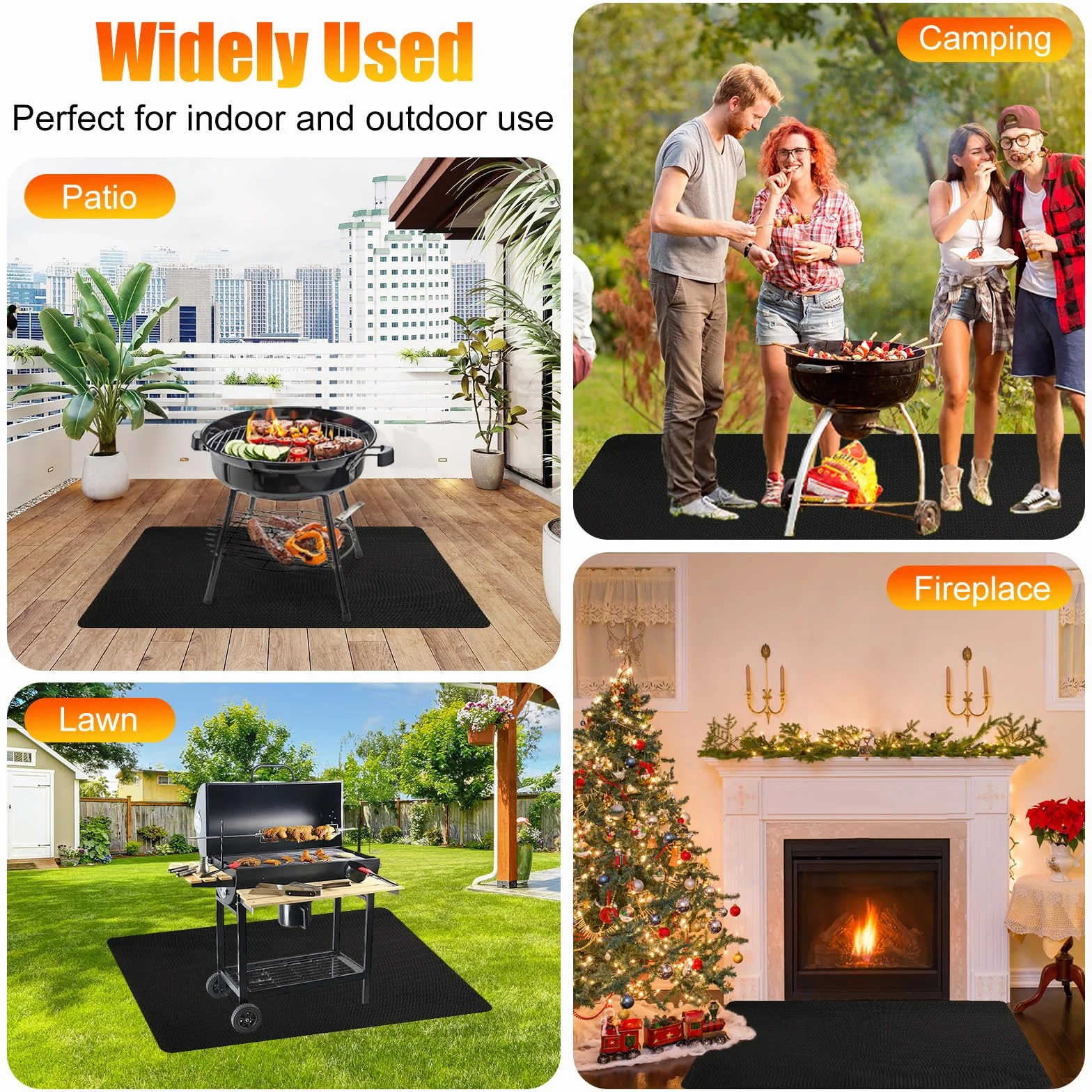 Tapis Ignifuge 165 × 122cm de Barbecue Sol Exterieur Pliable, Imperméable et Résistant à l'huile