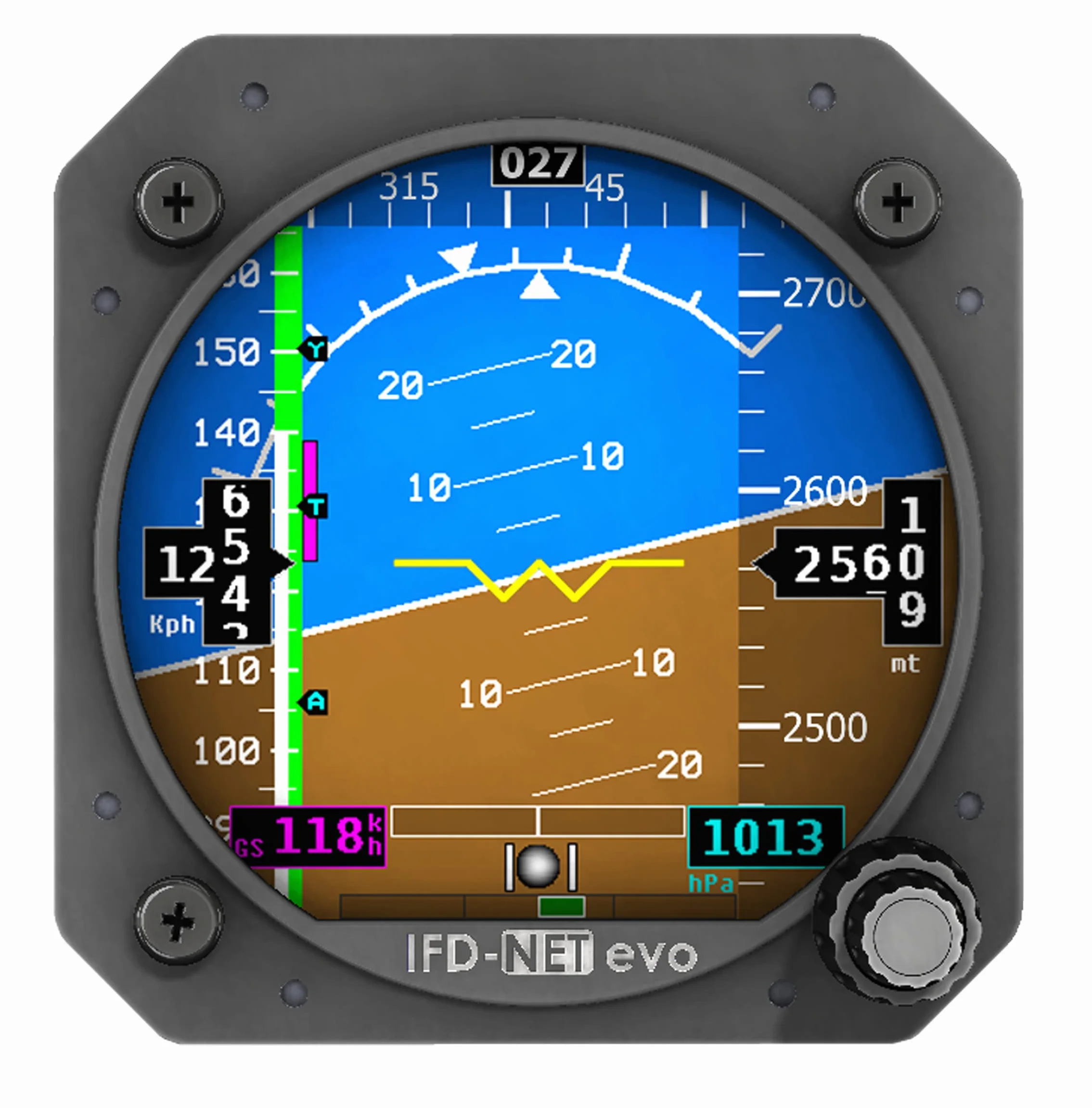EVO - EFIS horizon artificiel, altimètre, anémomètre, Gmètre, boussole magnétique et récepteur GPS (EVO EFIS)