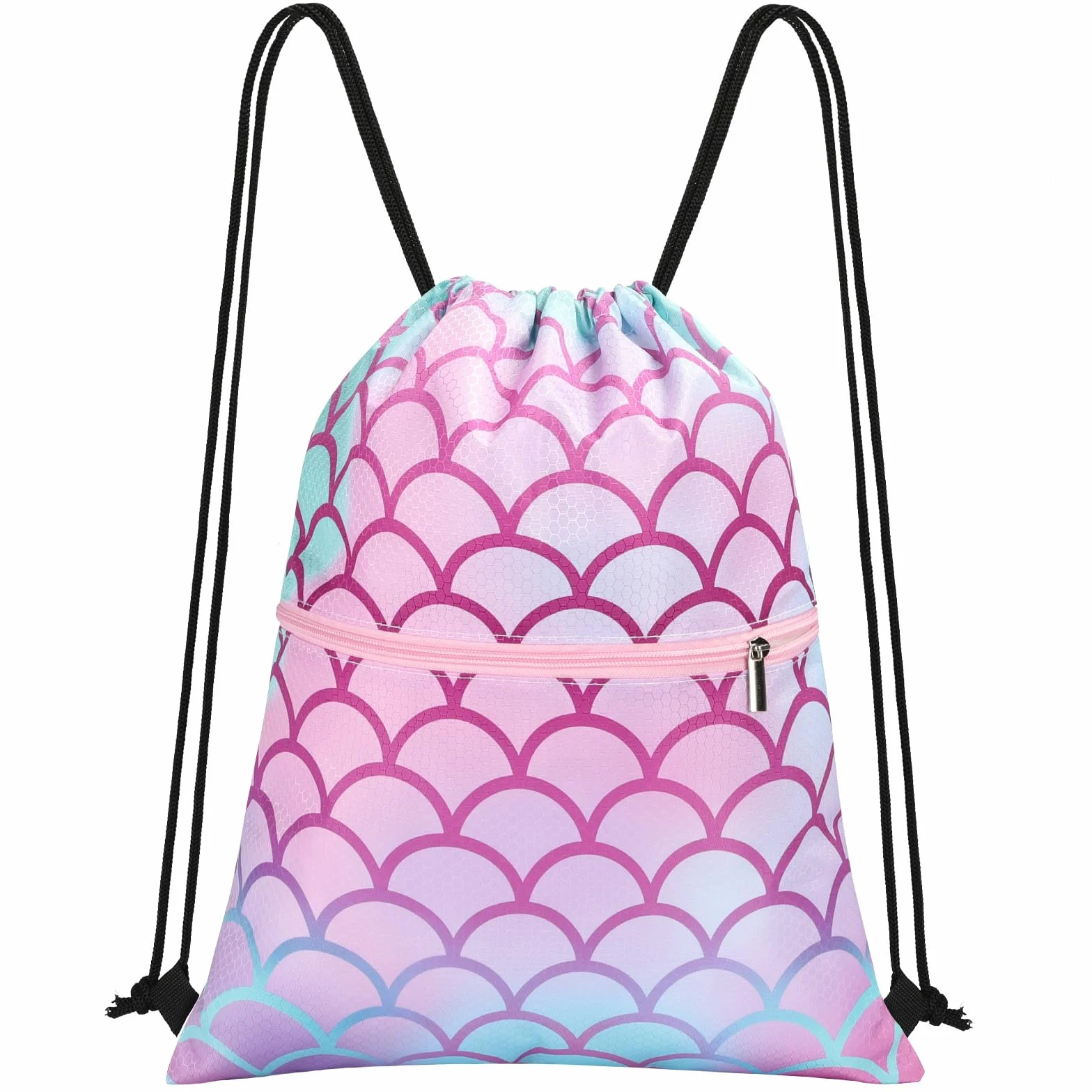 Sac à dos à Cordon pour Enfants, Sac de Sport pour Filles avec Poche Zippée Imperméable