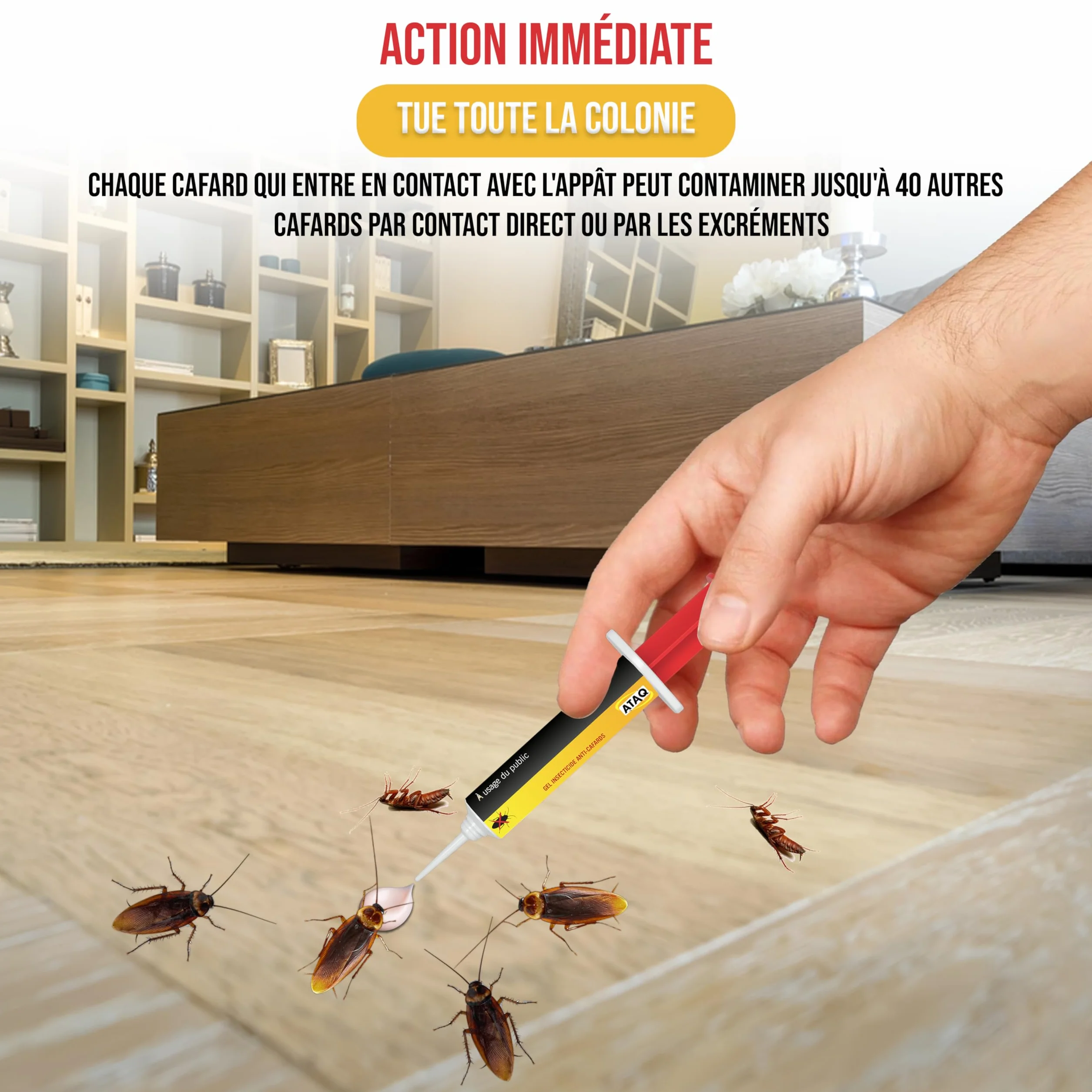 Gel Appât Anti Cafards 10g Professionnelle - Insecticide Puissant Élimine Rapidement Blattes