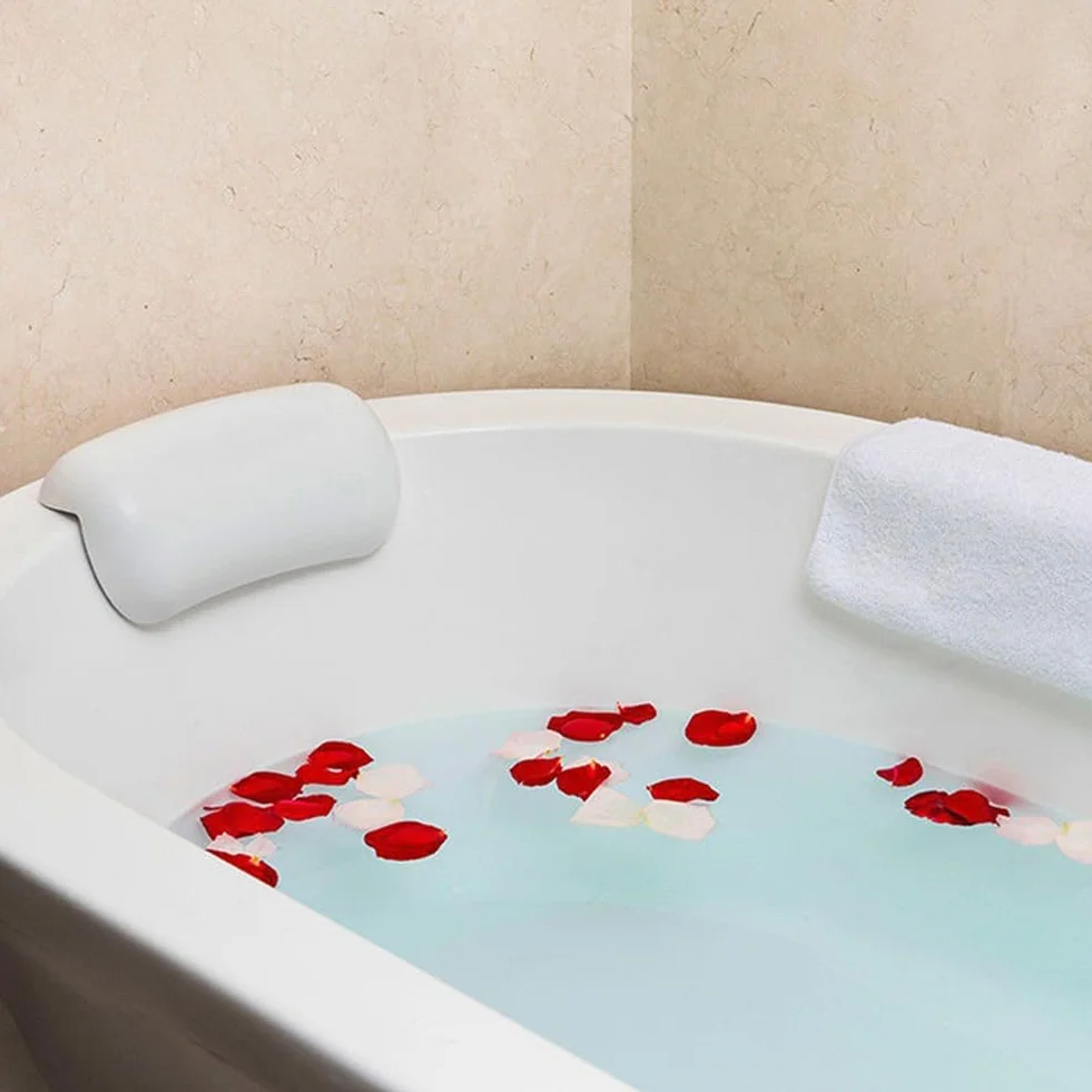 Oreiller de Bain Spa Antidérapant Imperméable avec Ventouses Coussin de Cou Noir
