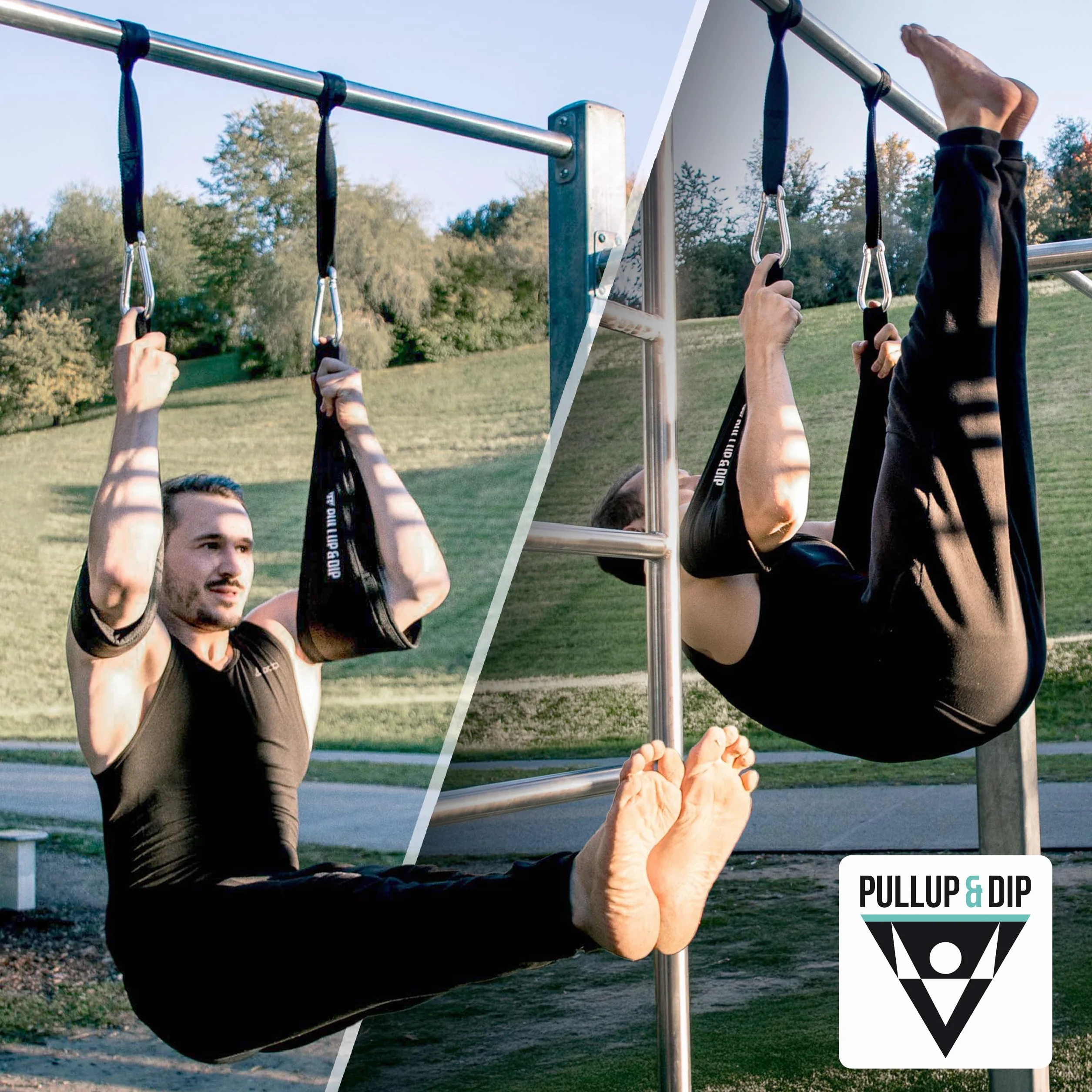 PULLUP & DIP Sangles Abdominaux, Sangles Abdominales pour Entraînement Abdominal, Sling Musculation pour Barre de Traction, Set de Deux Ab Straps avec Rembourrage Doux pour Fitness et Calisthenics