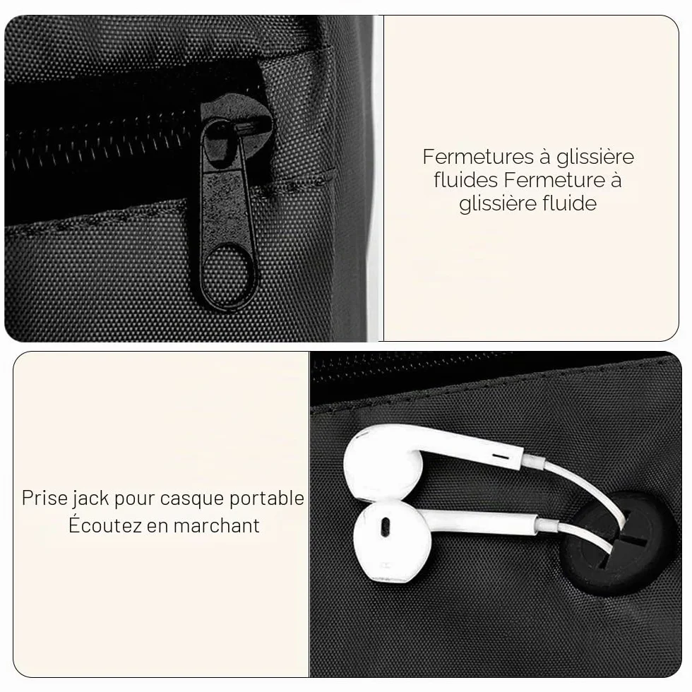 Sac à dos étanche avec fermeture éclair extérieure, grand capacité en polyéthylène pour l'école, le sport et la natation