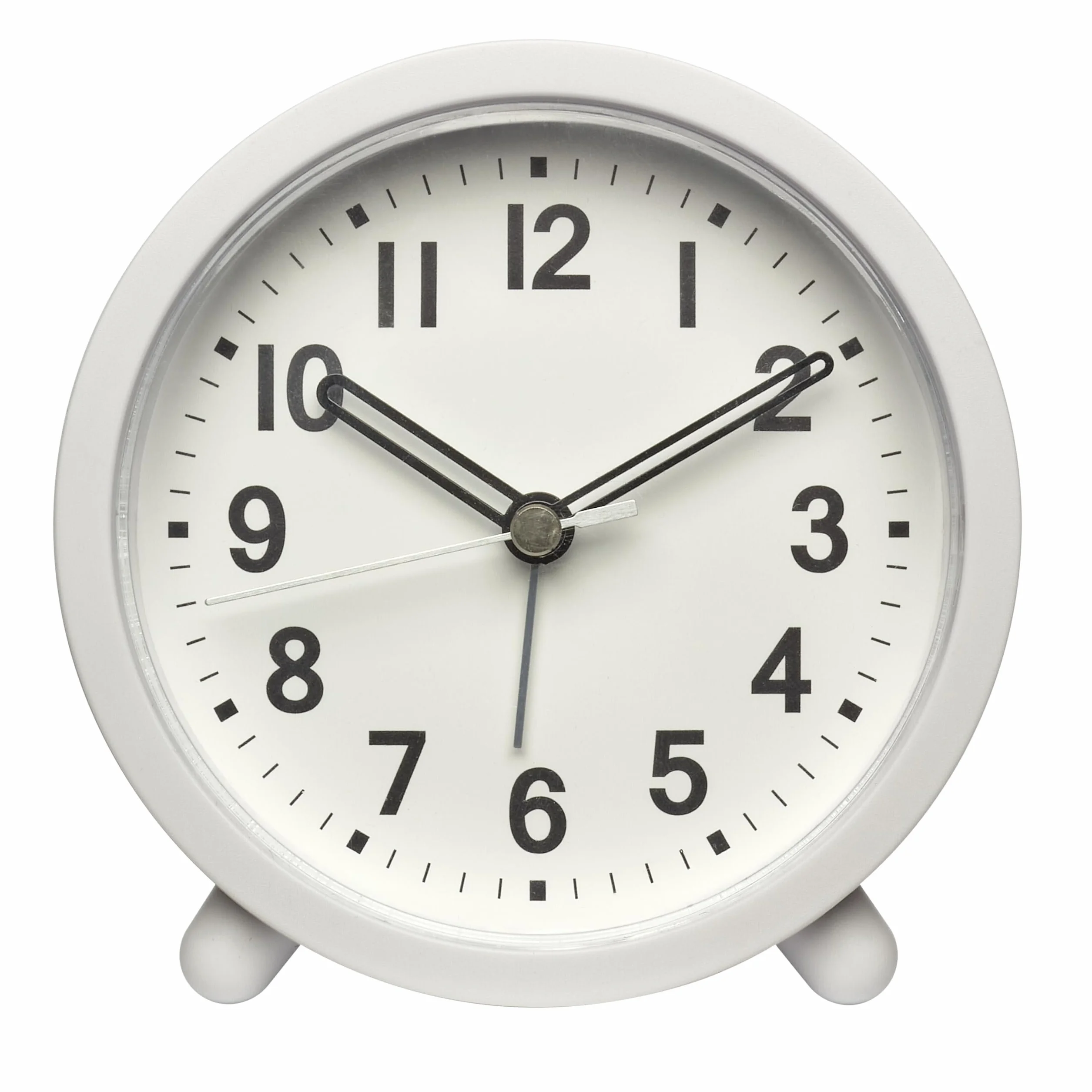 TFA Dostmann Réveil Matin analogique 60.1043.02 sans tic-tac rétroéclairage Silencieux Piles Horloge de Table Alarme Snooze Style rétro Blanc