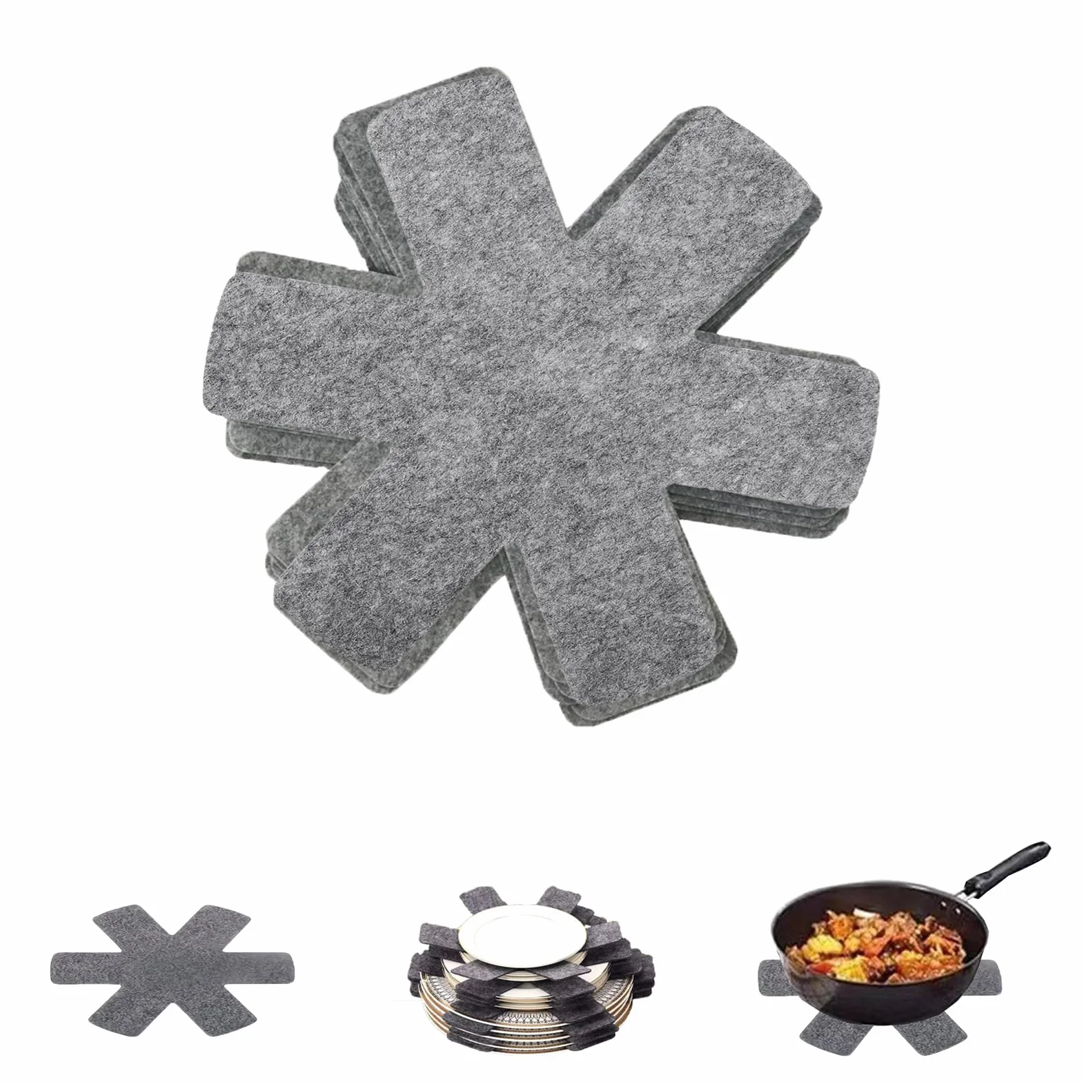 Lot de 10 protège-poêles en Feutre 26 cm Dessous de Plat antidérapants pour poêles Tefal WMF Elo Ustensiles de Cuisine