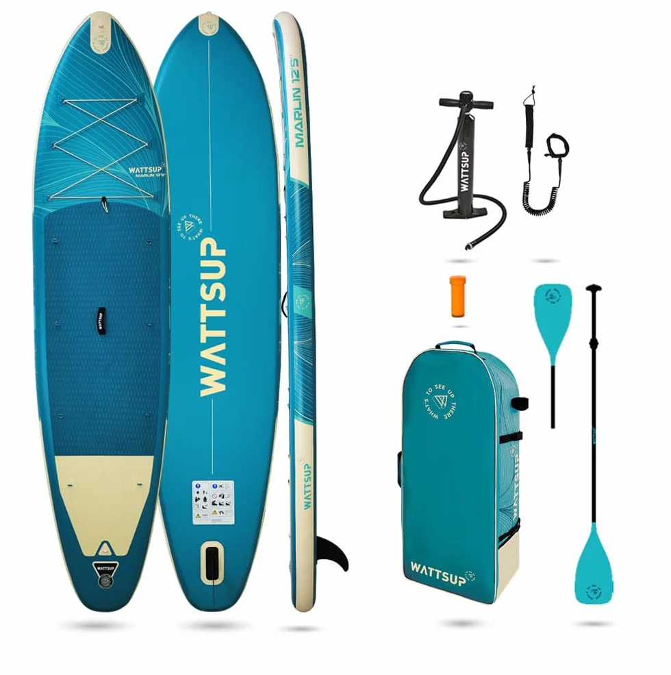 Wattsup - Sup Stand Up Paddle Gonflable - Gamme Essentials - Dropstitch - Pack Complet : Pagaie 2in1 Leash Pompe Sac de Transport
