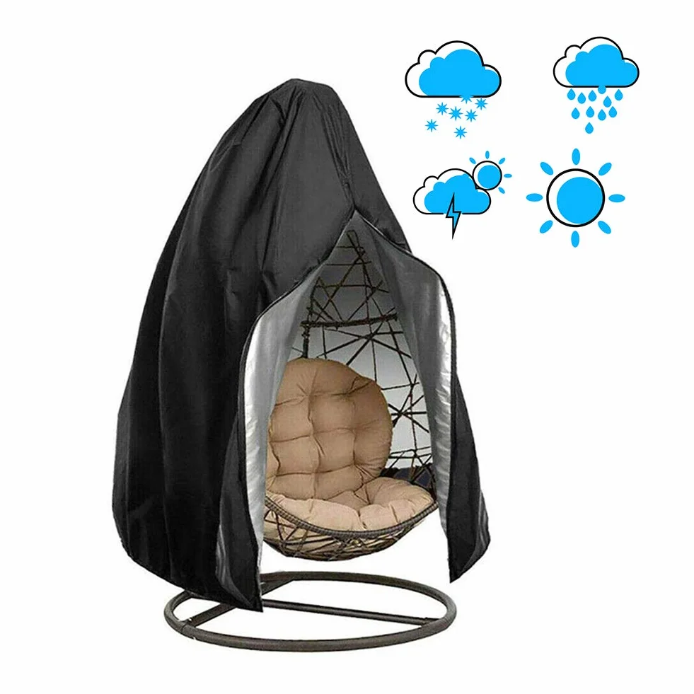 Housse Imperméable Couverture de Fauteuil Suspendu pour Chaise Œuf Balancelle Jardin Noir
