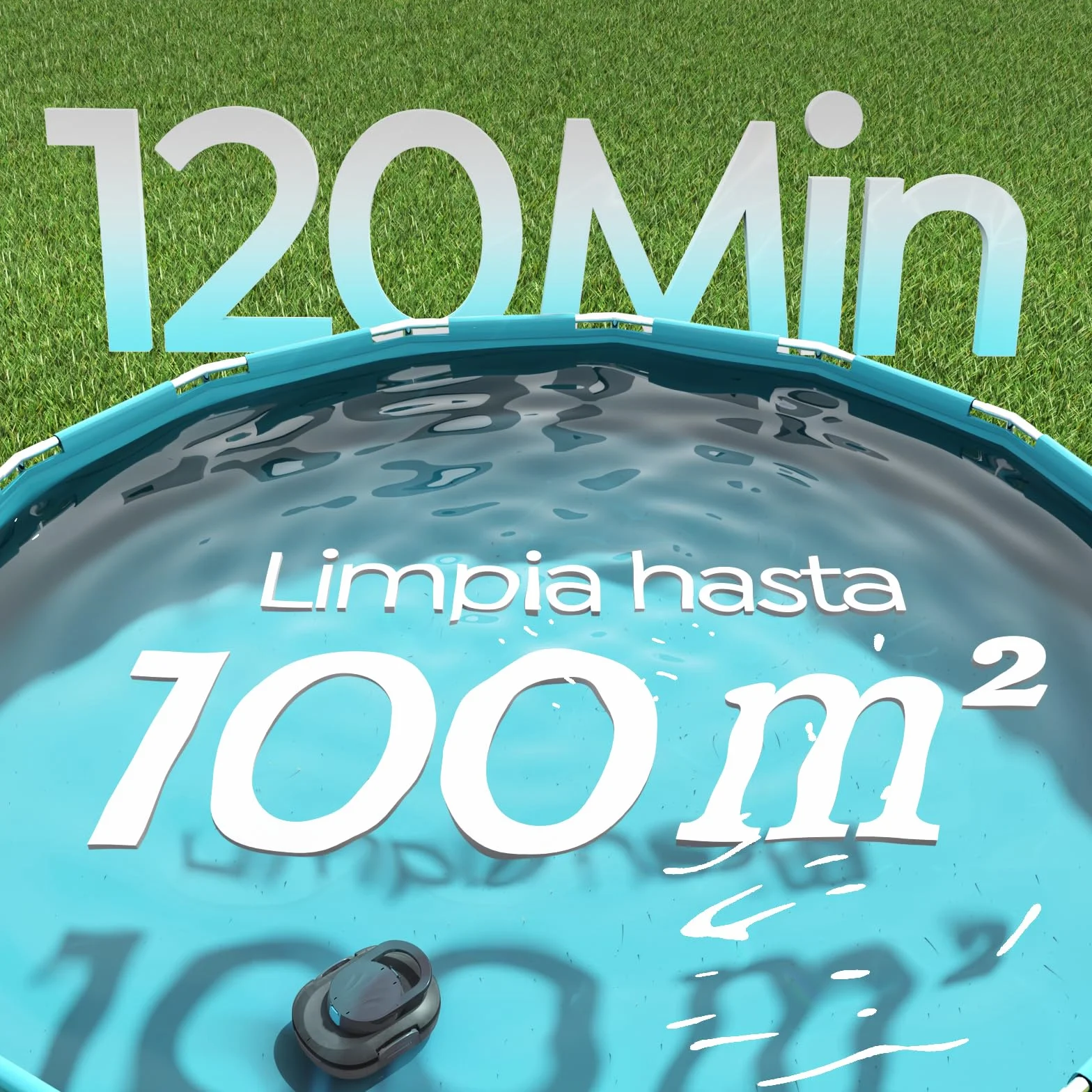 Robot Piscine S1PRO 2026 Autonomie 120 Min Piscines Hors Sol 100m² Aspirateur Double Moteur Gris