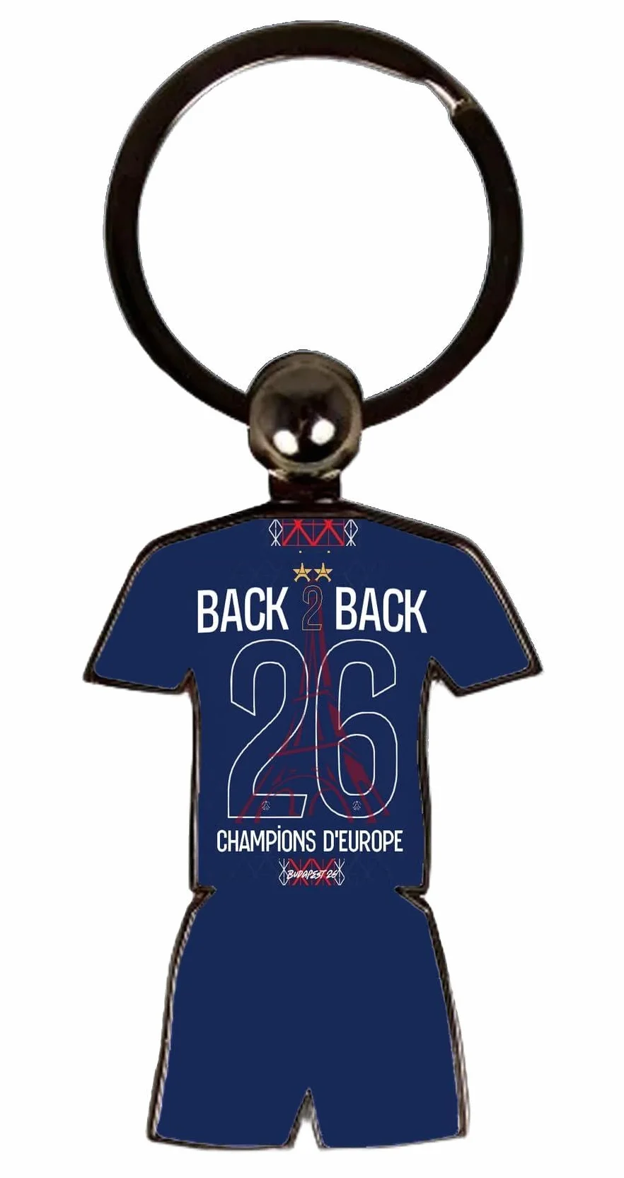 Porte-Clés Maillot de Football Back 2 Back 2026, Champion d'Europe, Anneau Argenté, Domicile ou extérieur, Paris