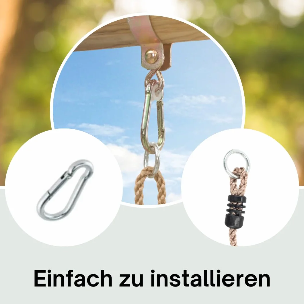 Corde d'escalade enfant 200-800 cm avec mousqueton 26 mm sans nœud