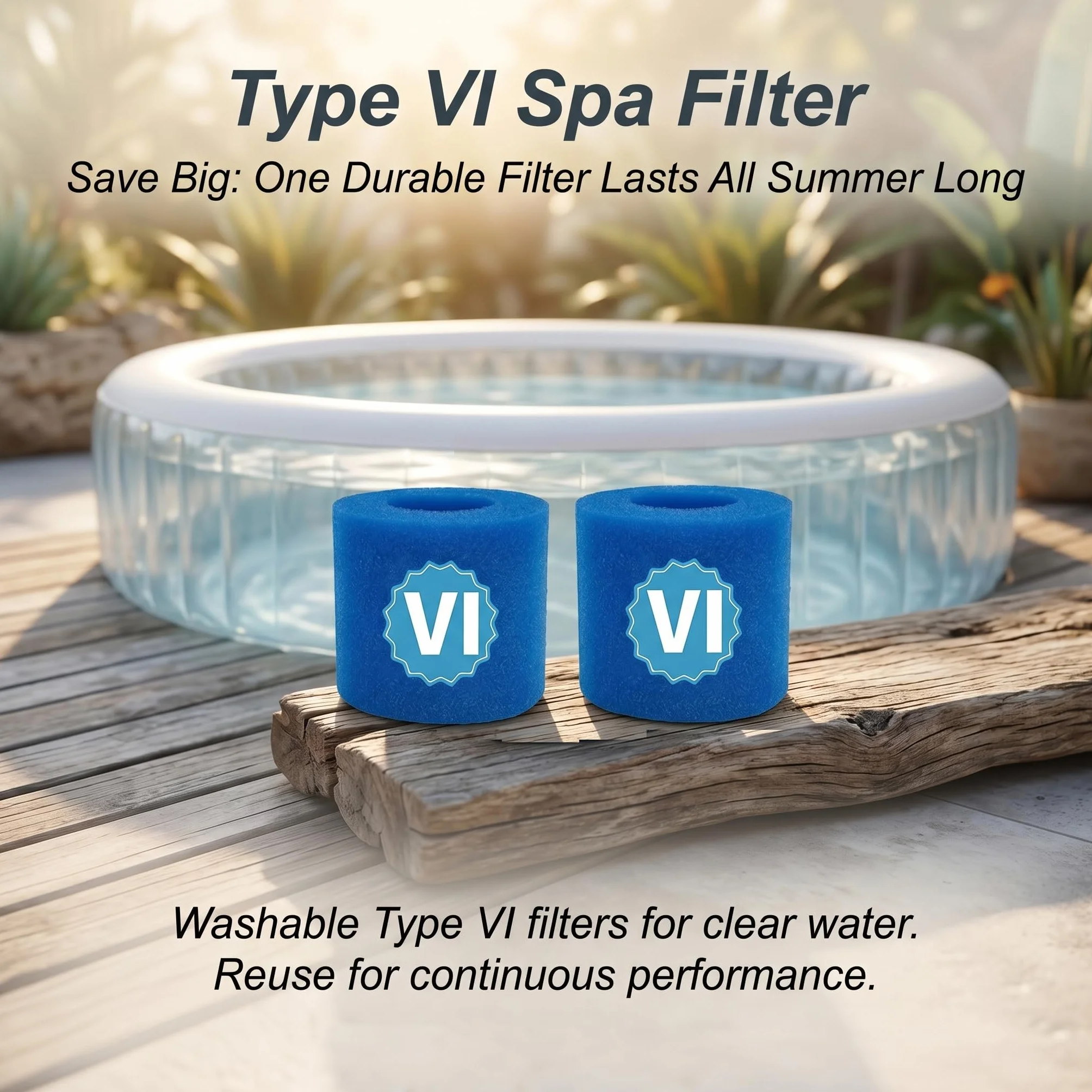 Lot de 4 Filtres Spa Type VI, Cartouche Filtrante en Mousse 90352E, 10,6 x 8 cm
