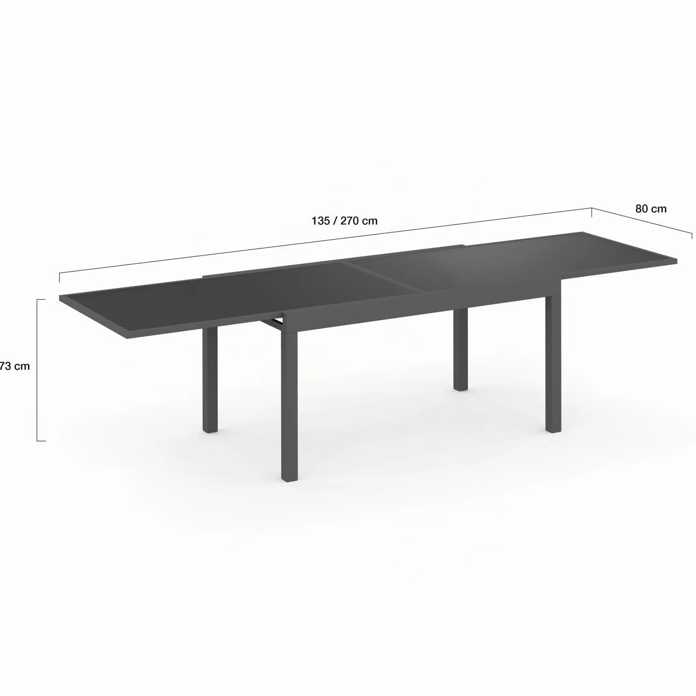 Table de Jardin Extensible Madrid 135-270 cm Gris Anthracite 8-12 Personnes