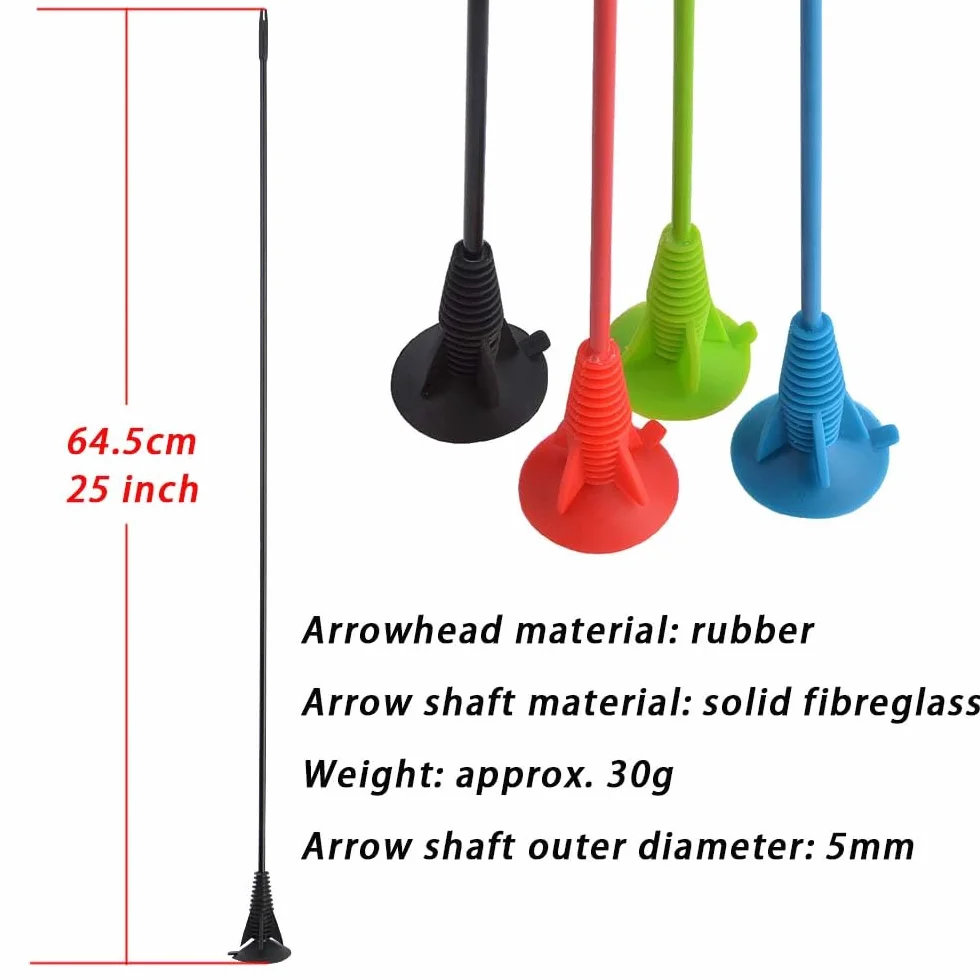 Flèche à Ventouse 25 Pouces Fibre de Verre pour Tir à l'Arc Entraînement Sécurité Débutants 6/12 pièces