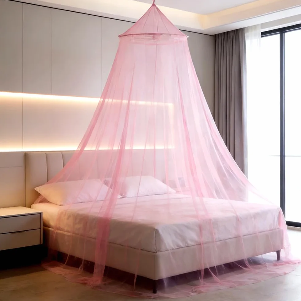 Moustiquaire de lit Dome, Moustiquaire pour Lit Double, Grand Moustiquaire pour Lit, Facile à Installer, pour Un Usage Domestique Intérieur et Extérieur pour Prévenir Les Moustiques - Rose