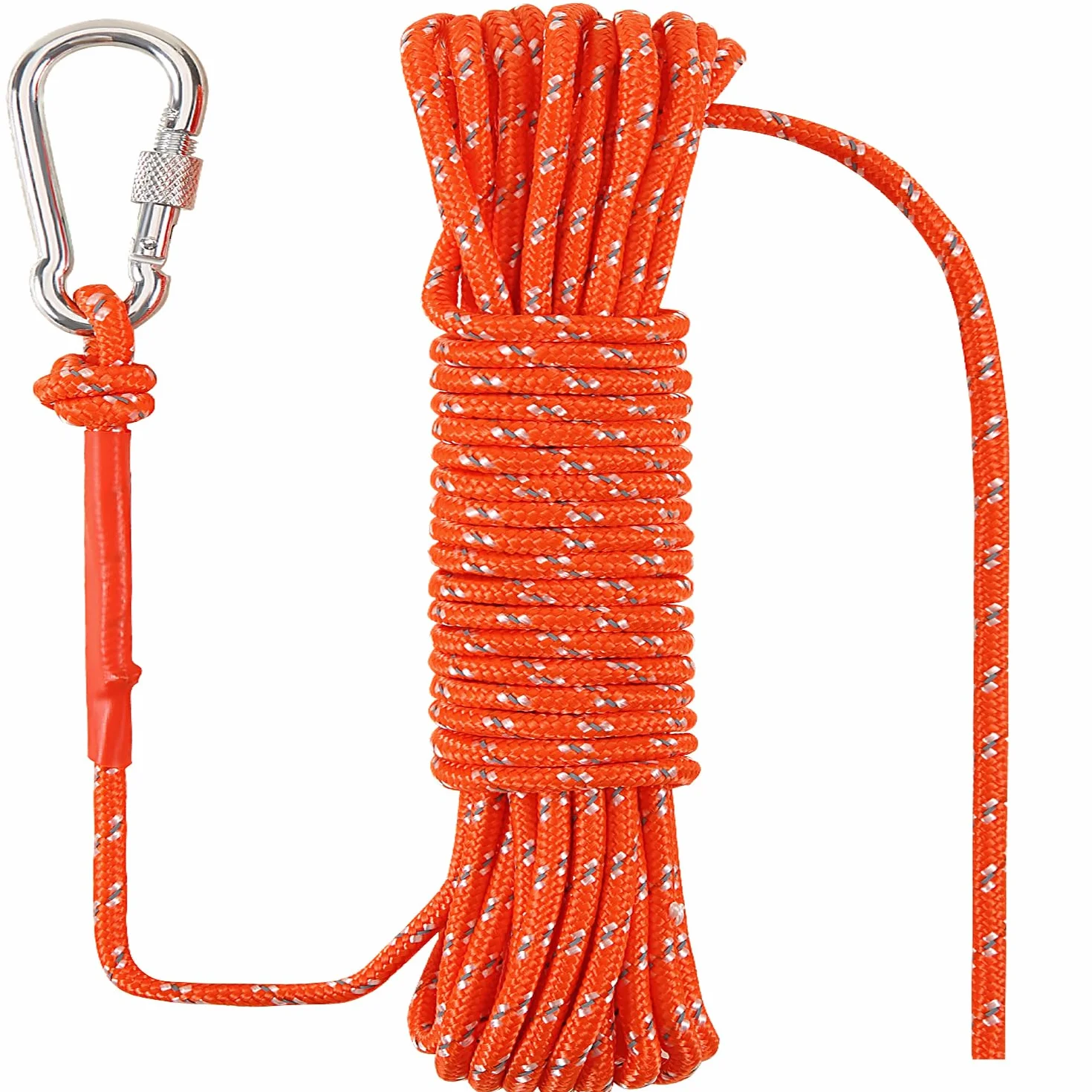Corde Flottante Marine 8 mm x 30 m pour Bateau, pêche, Rafting, Camping, randonnée, Chasse, Ancre, amarre, Lignes de Quai, Kayak, canoë, Sauvetage Orange réfléchissant