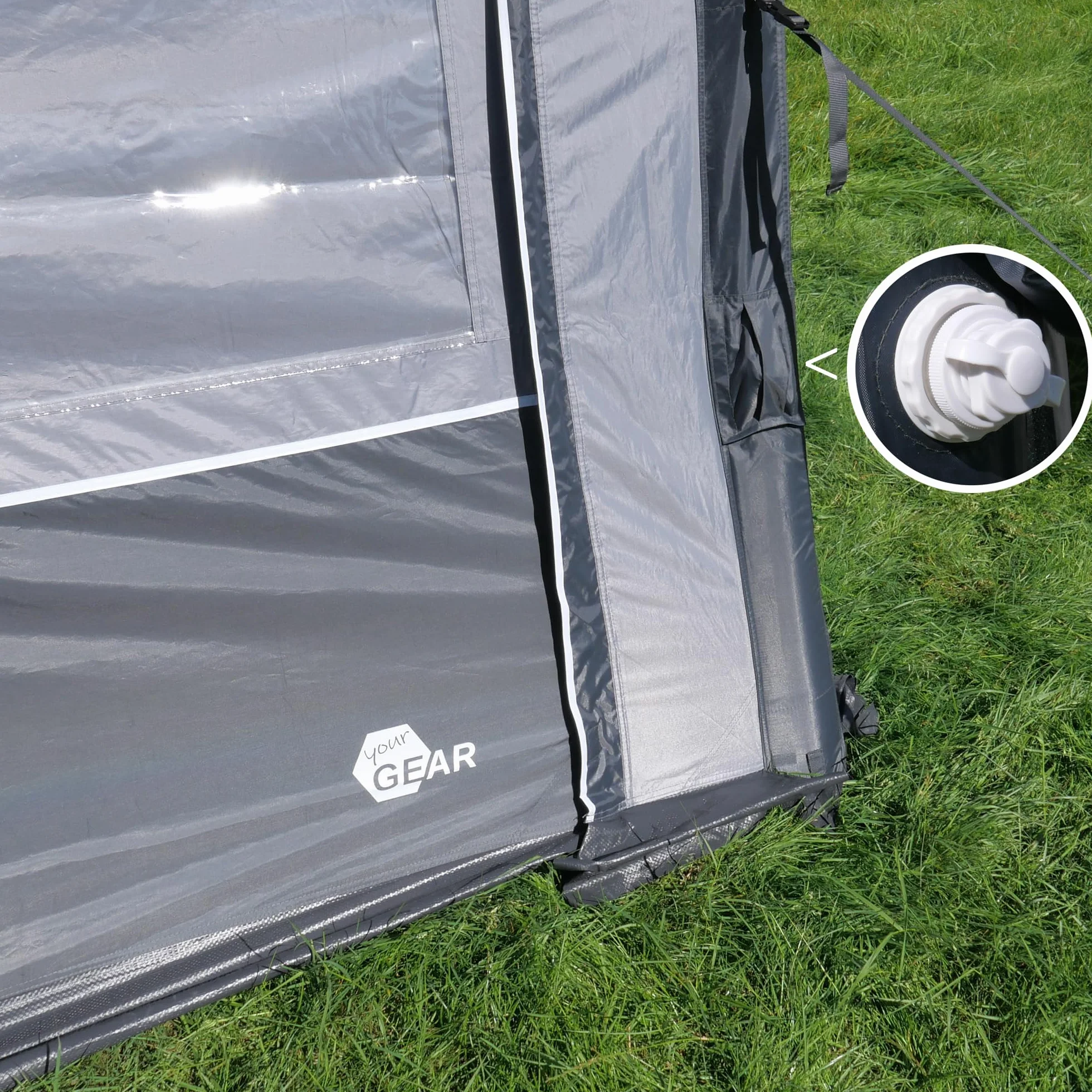 Your GEAR Porto Air - Auvent Gonflable 340 x 250 cm - Solaire et de Voyage - Pour Caravane