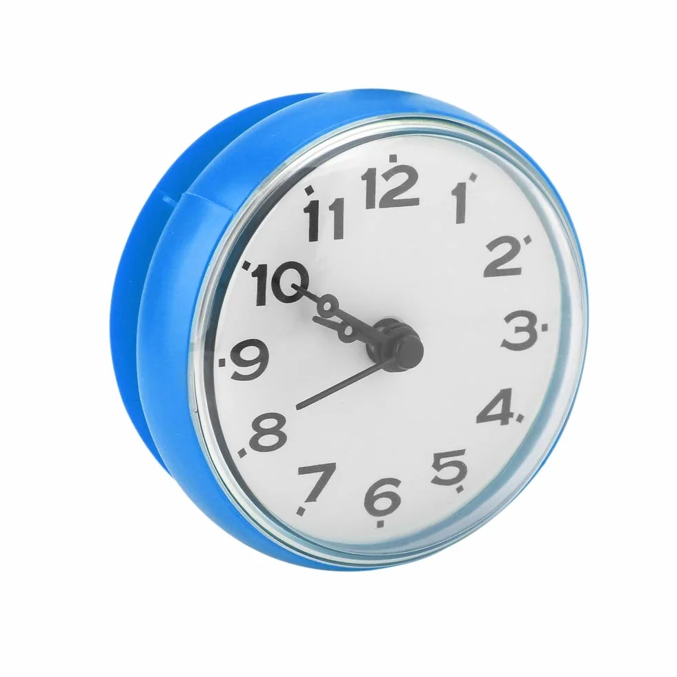 Tbest Horloge Murale étanche Ventouse Ronde Bleu Salle de Bain