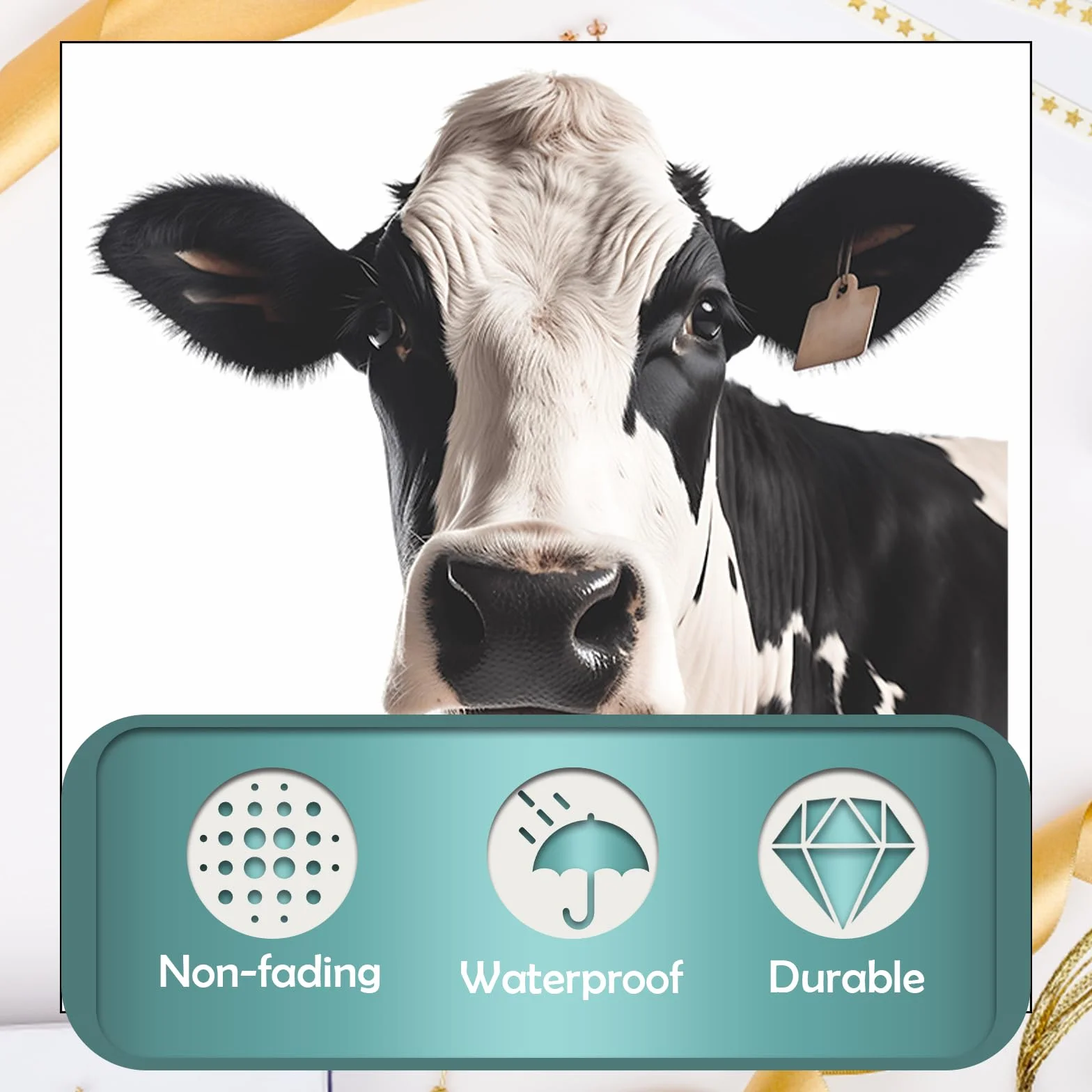 Autocollants Vache 3D 39x39cm Stickers Fenetre Animaux Pour Salon Chambre Voiture