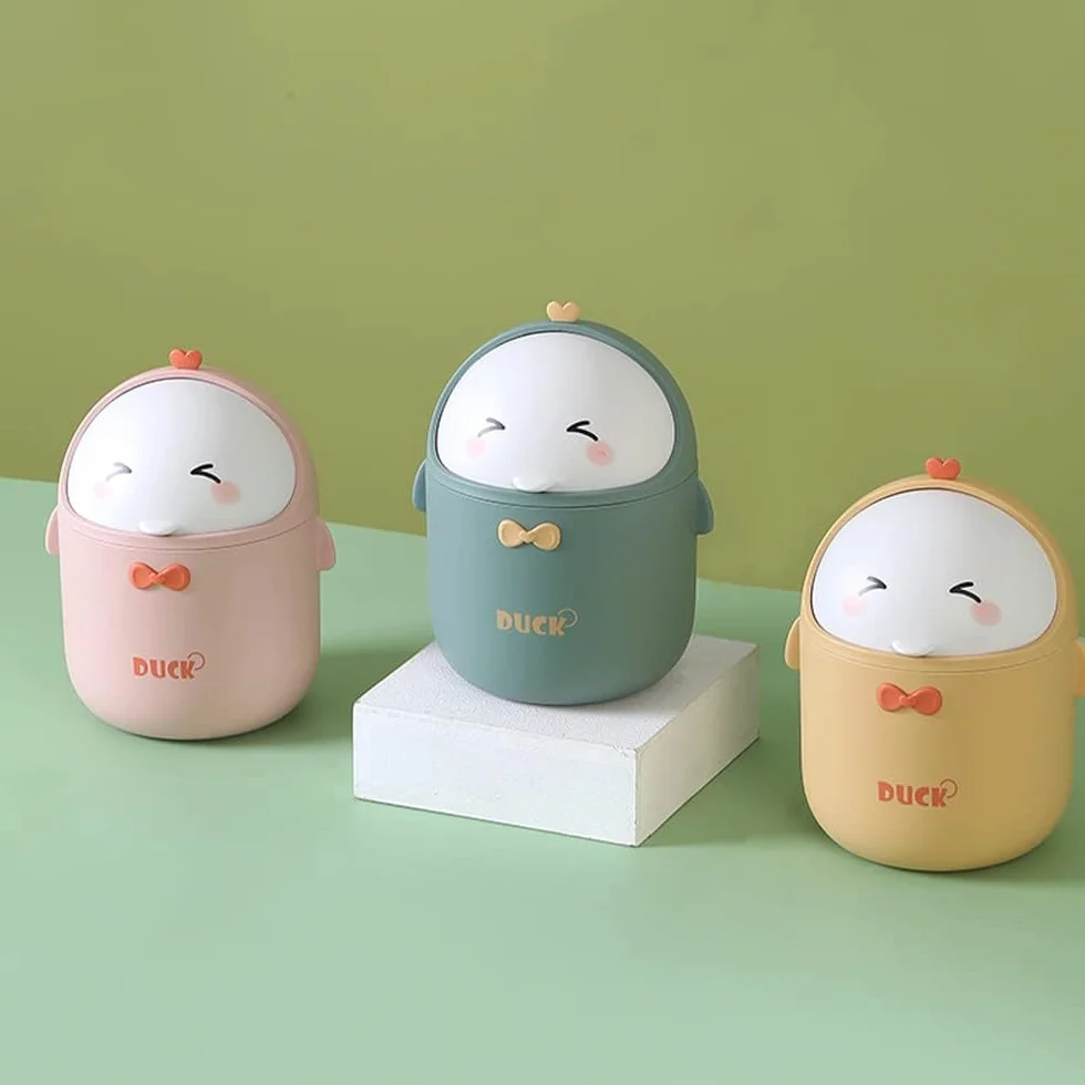 Mini Poubelle avec Couvercle, Mignon Poubelle de Bureau en Dessin Animé, Mini Poubelle de Table