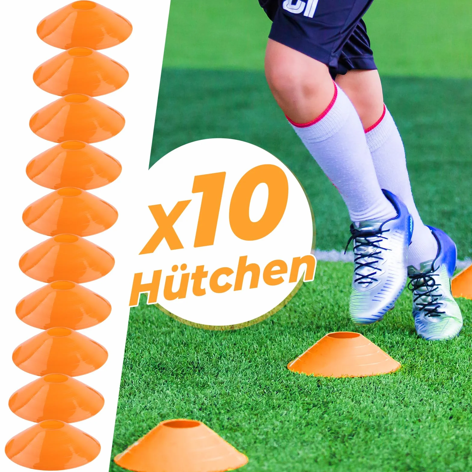 Échelle de coordination de football 6 m avec 10 chapeaux d'entraînement