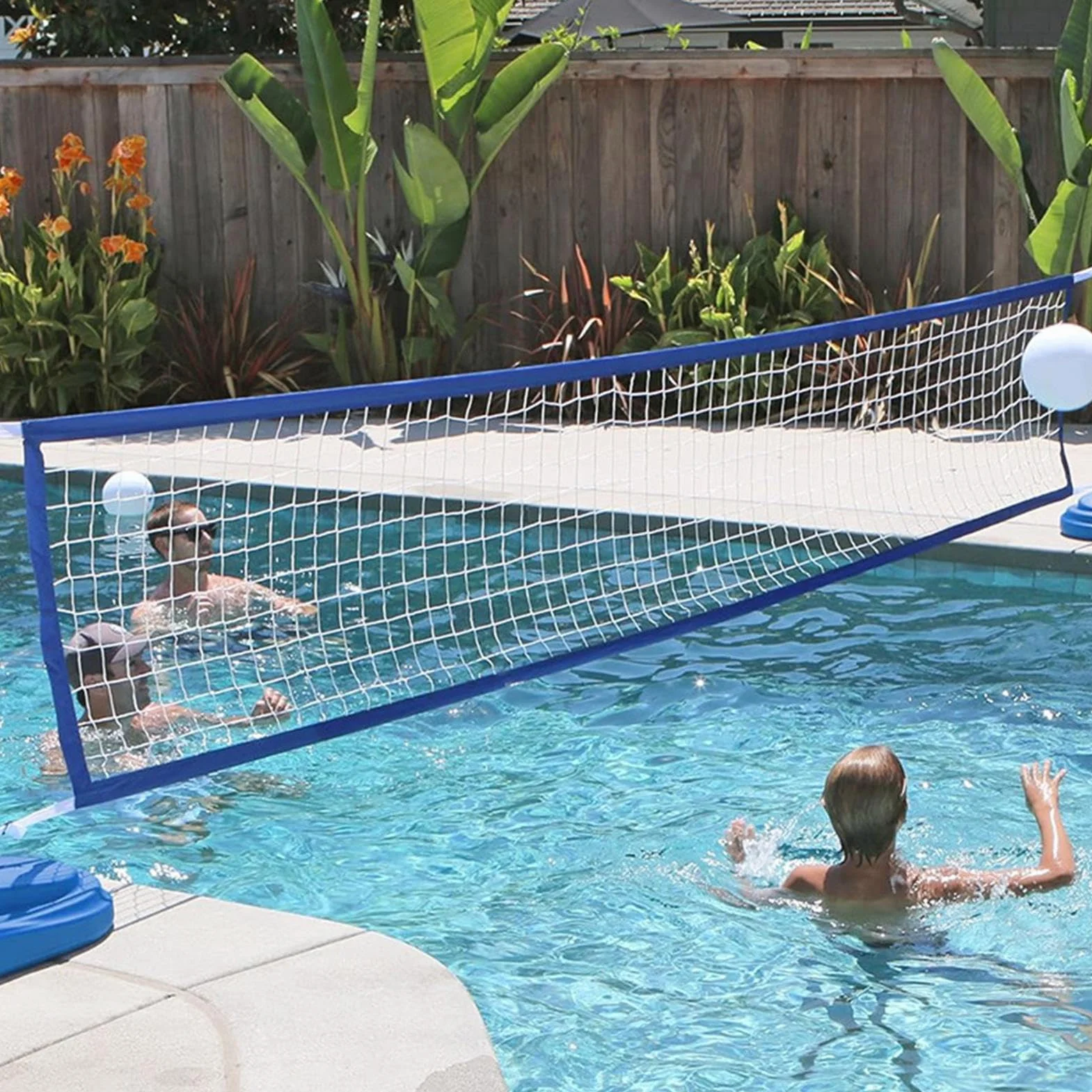 Filet De Volley pour Piscine 450x90cm Jeu De Volley Ball Portable Réglable pour Adultes Extérieur