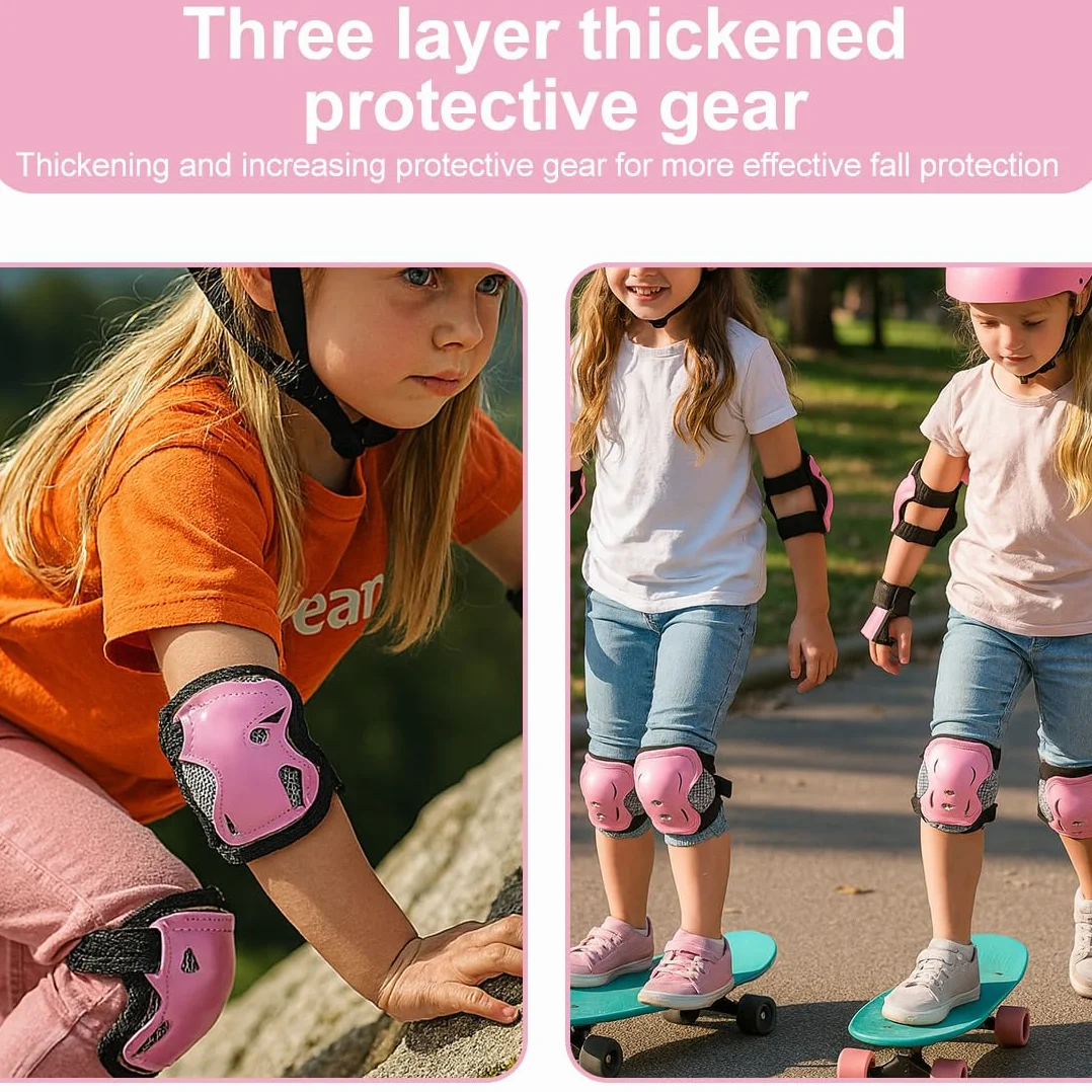 IKOPFLN Ensemble de 6 pièces Protection Roller Enfant Fille - Genouillères - Protection Skateboard Enfant Scooter Inline Skate