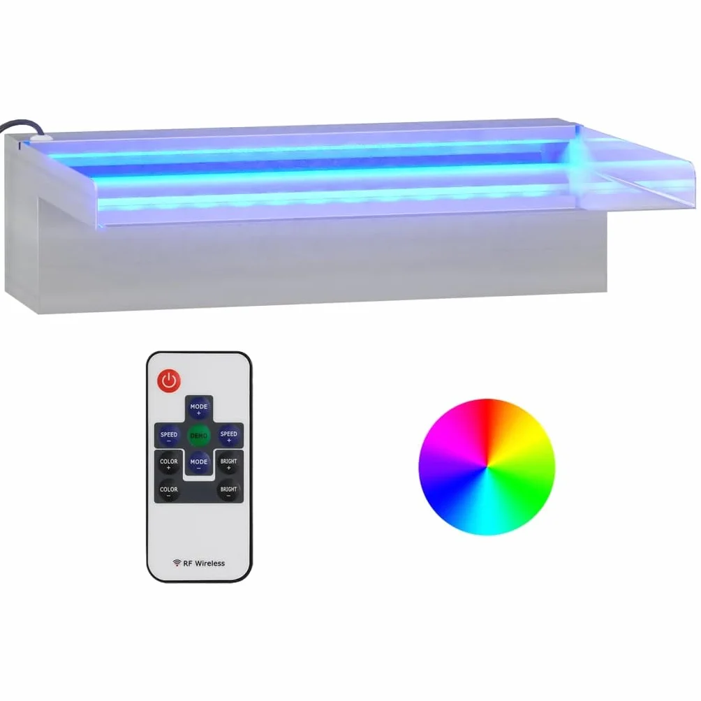 vidaXL Déversoir Cascade LED Fontaine Piscine INOX 30 cm RVB