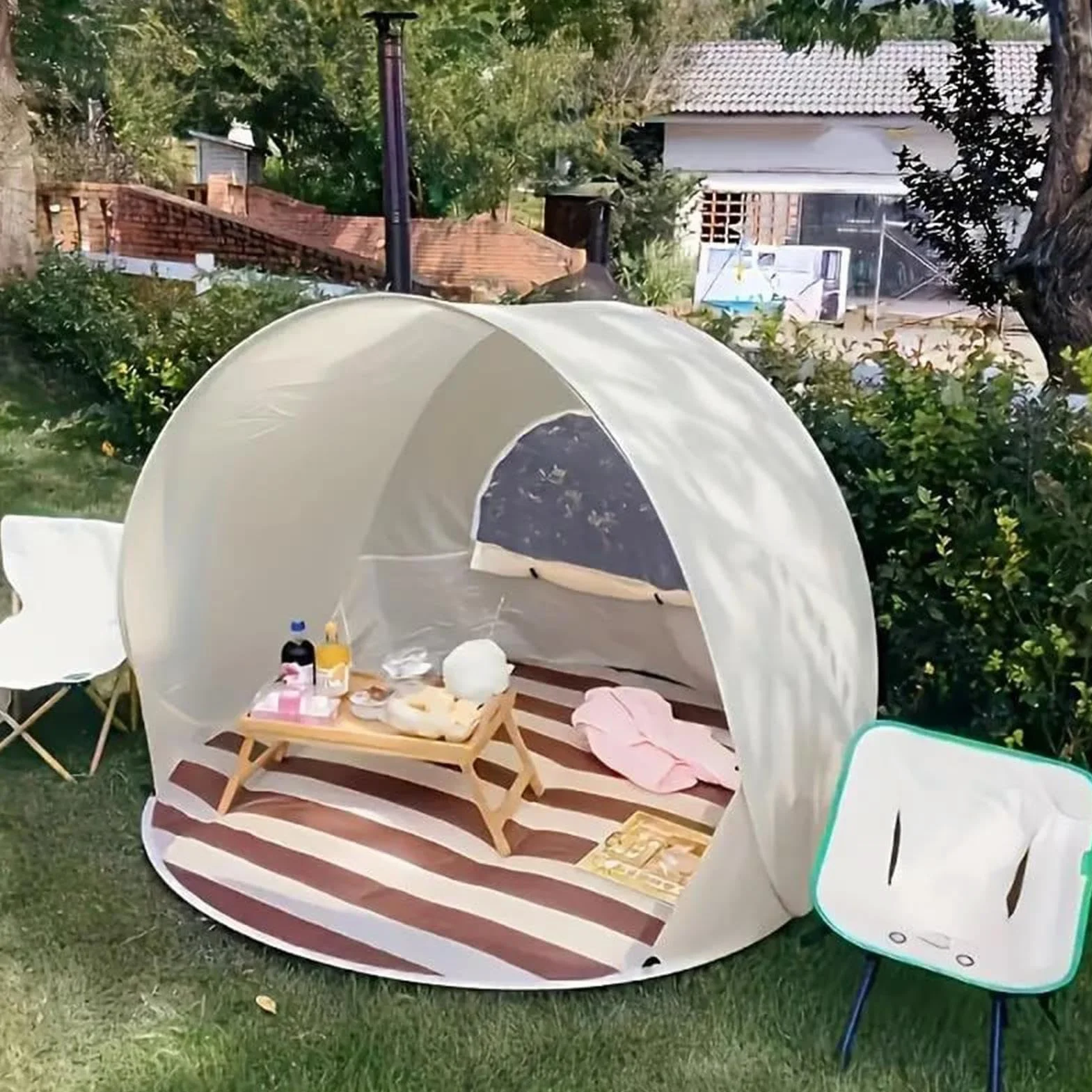 Tente De Plage Pop-up avec Protection UV 3-4 Personnes UPF 50+ - Tente Plage Bebe Anti UV Pliable avec Protection Solaire, ProtectionUV Et Pare-Vent, Abris DePlage pour Extérieur Vacances Camping