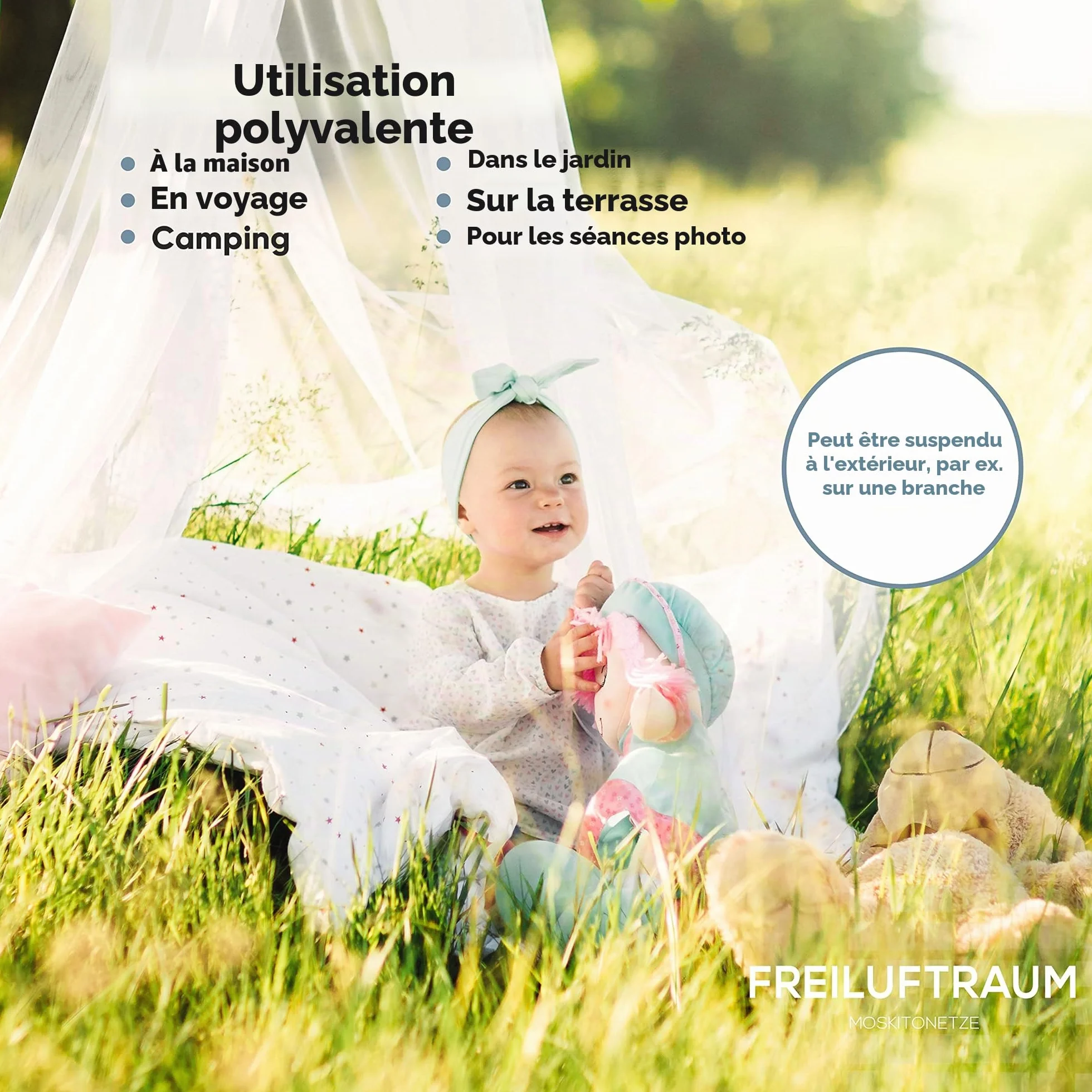 Moustiquaire pour lit Simple et lit d'enfant - 0,60 m x 2,4 m x 12 m (Blanc) Moustiquaire à Mailles serrées pour Le Voyage et la Maison, Protection fiable Contre Les Insectes et baldaquin