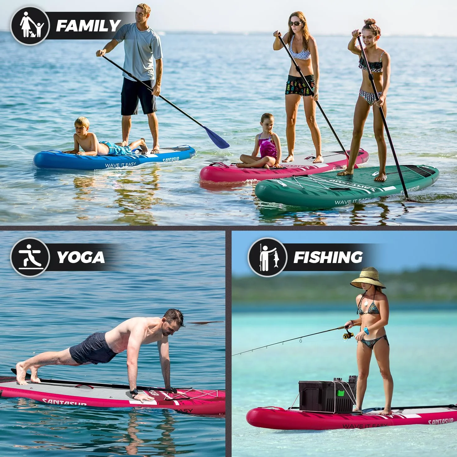 Tableau Gonflable Stand Up Paddle avec Accessoires Sup, Pont EVA antidérapant, Tableau Large 10'6"/11", Sup Board pour Les Adultes et la Jeunesse de Tous Les Niveaux de compétence Sac à Dos