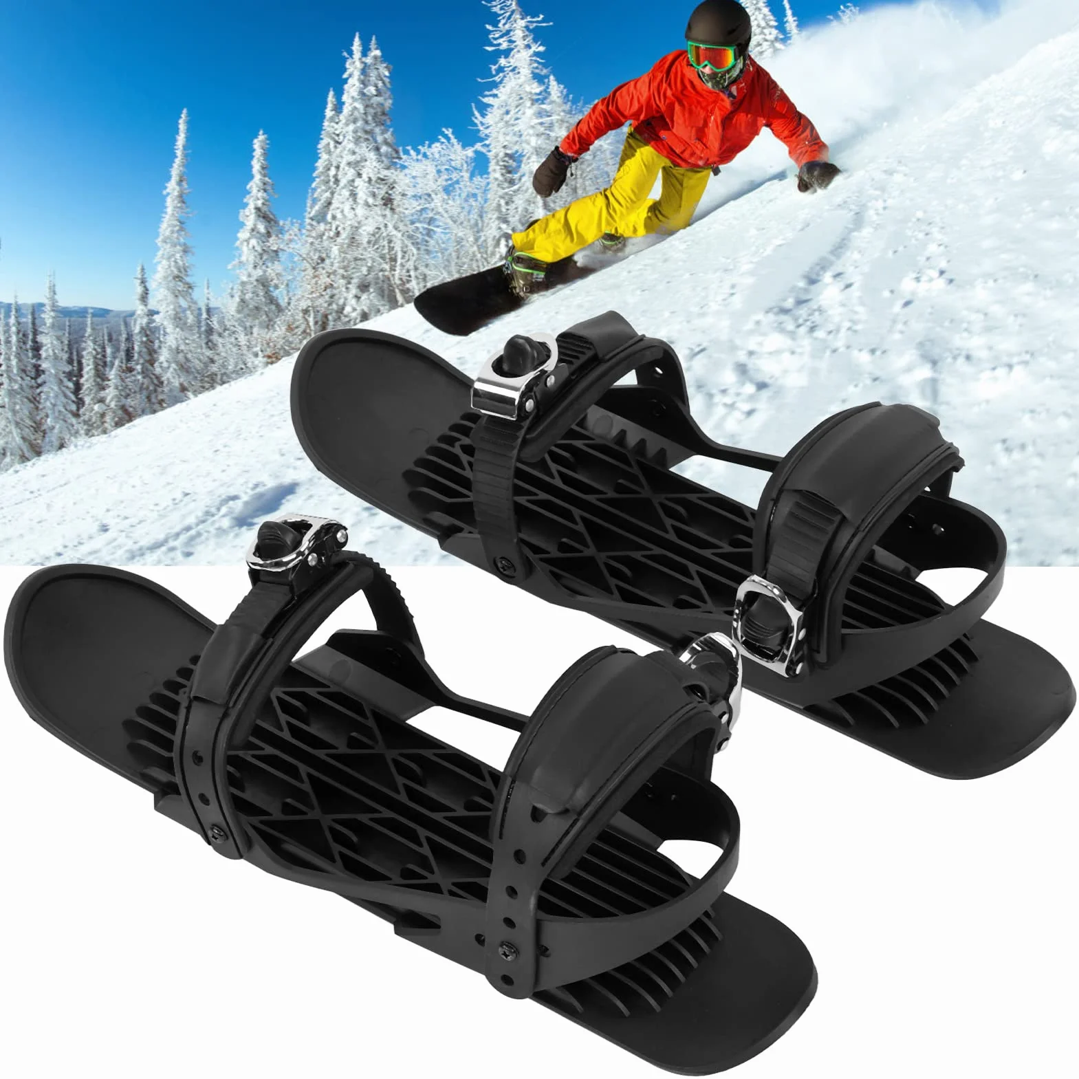 Mini Patins de Ski, Chaussures de Skateboard Courtes, Fixations de Lames de Neige pour Les Sports de Plein Air d'hiver