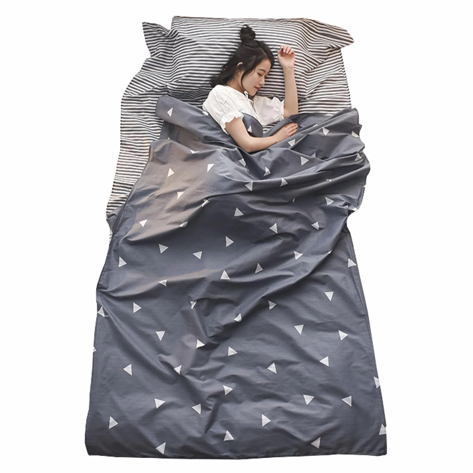 TRIWONDER Sac de Couchage Coton 1 ou 2 Personnes Drap de Voyage Léger Confortable pour Camping Randonnée Hôtel Train Auberges