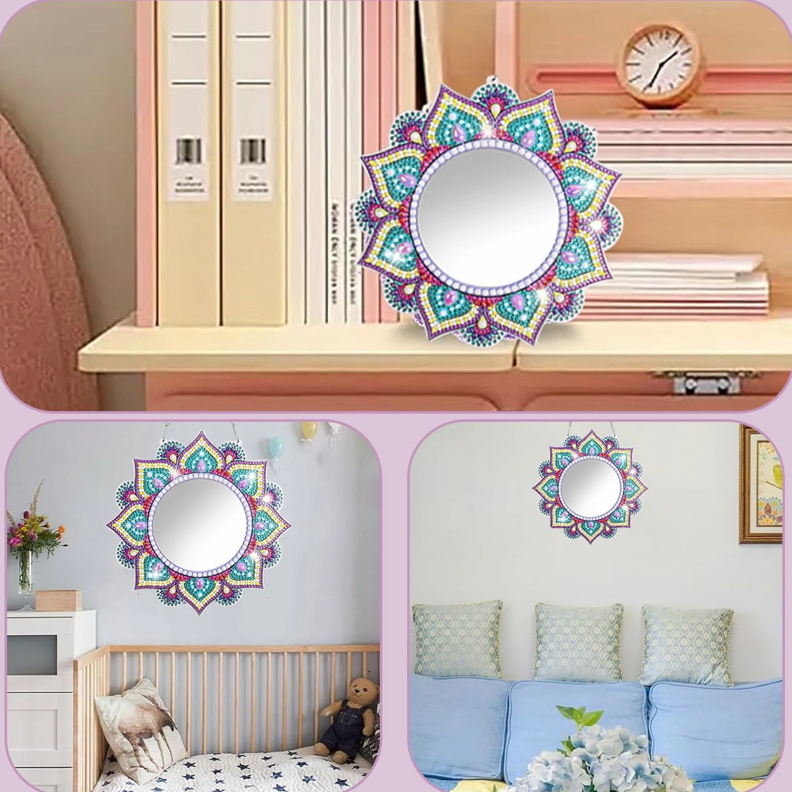 5D Diamond Painting Mirror pour Enfants Filles 6-12 Ans Décoration Chambre