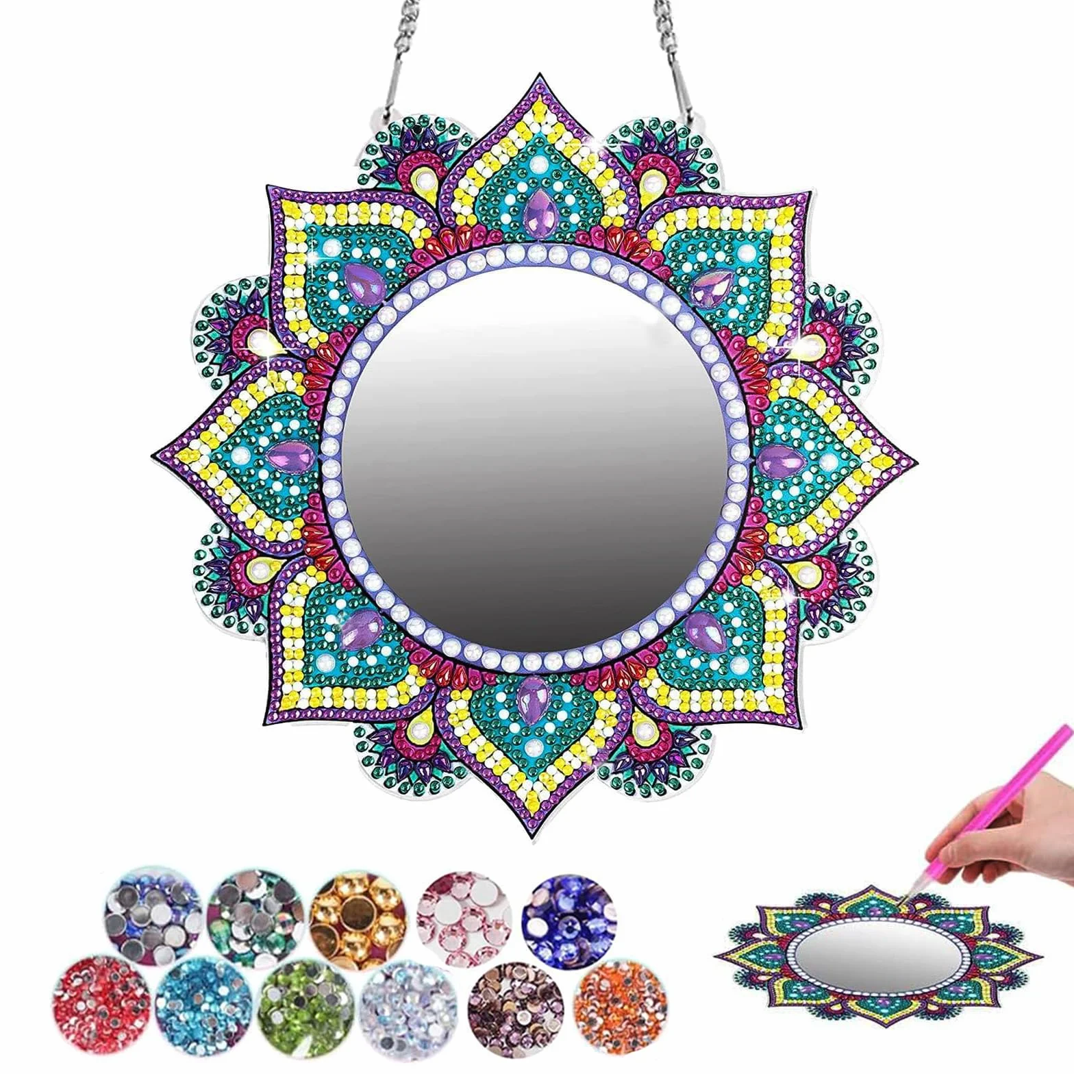 5D Diamond Painting Mirror pour Enfants Filles 6-12 Ans Décoration Chambre