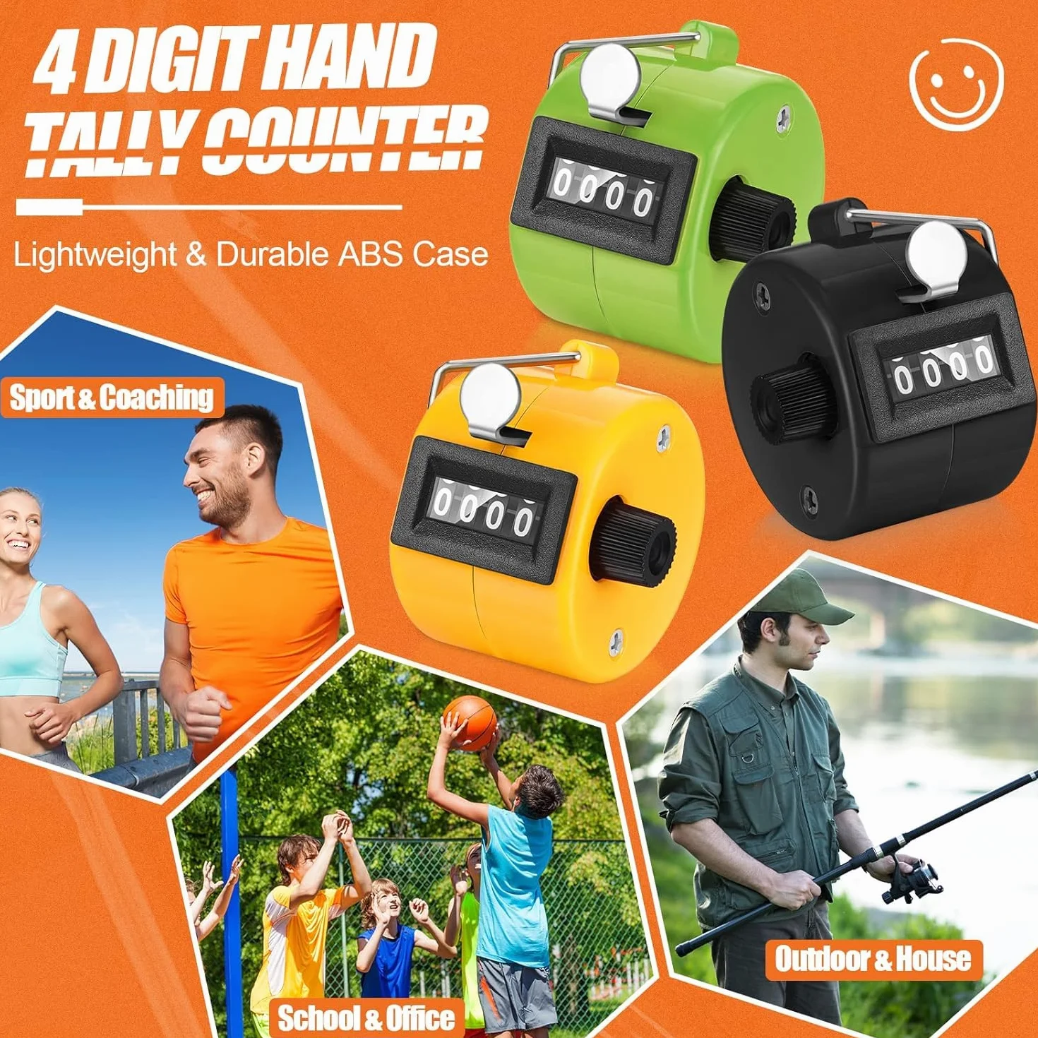 Compteur de Comptage Manuel 8 Pièces, Compteur de Lancers Portatif à 4 Chiffres Clicker Mécanique pour Sport Pêche Golf