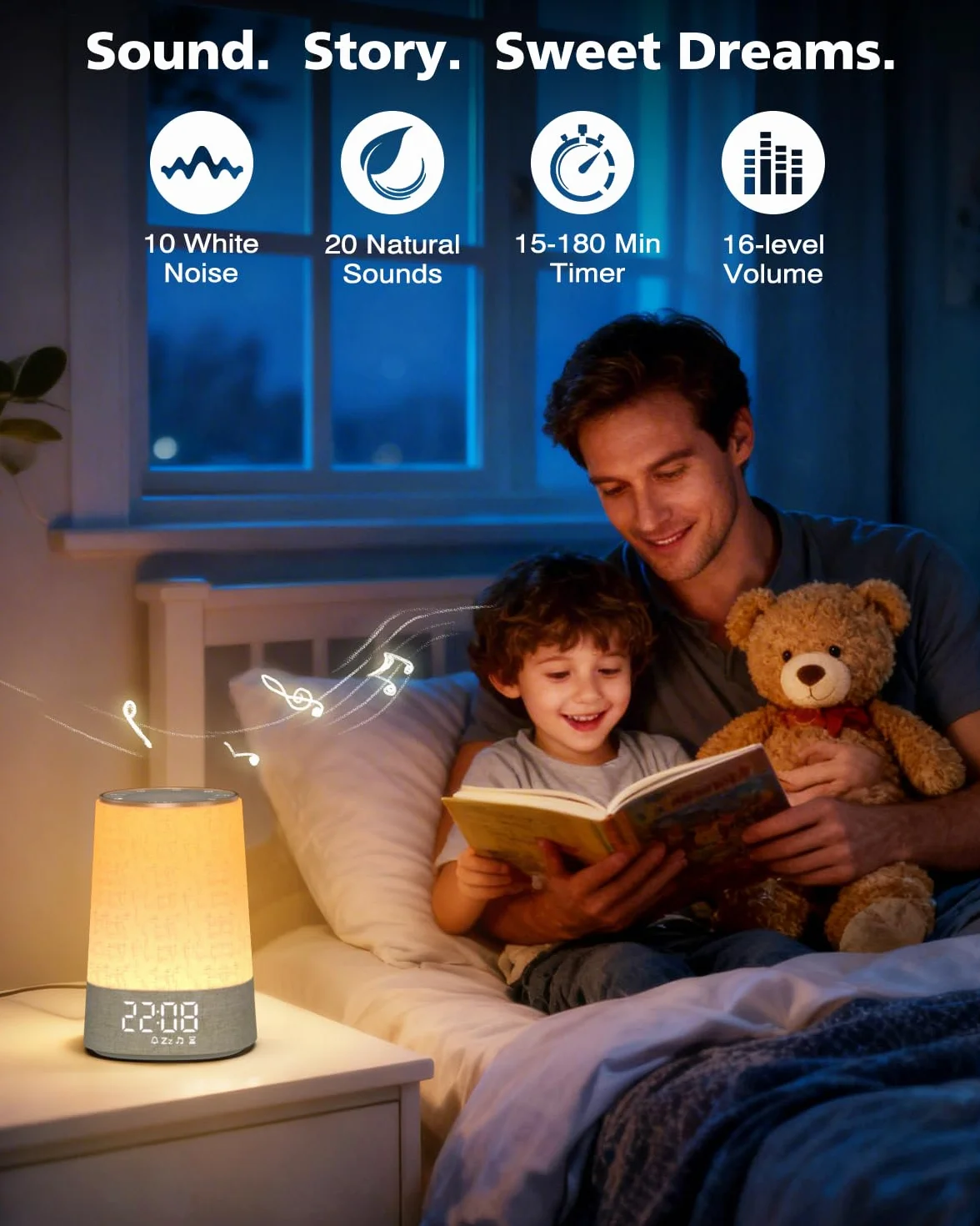 Réveil Lumineux Simulateur d'Aube, Lampe de Réveil LED 7 Sonneries 30 Sons Naturels, Snooze, Minuteur, 10 Niveaux Luminosité