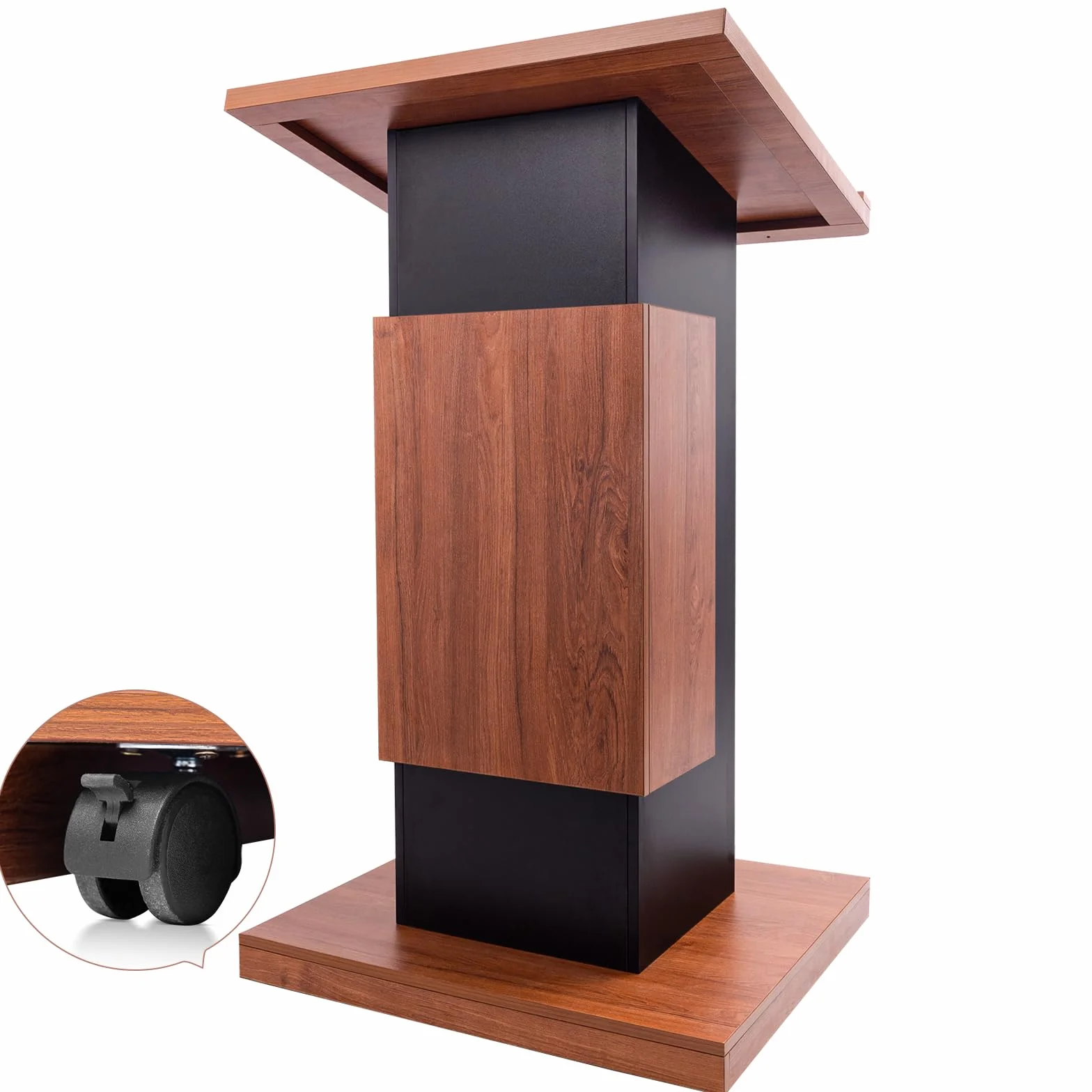 Podium en bois massif avec roues double étagère 120x60x70 cm pupitre conférence