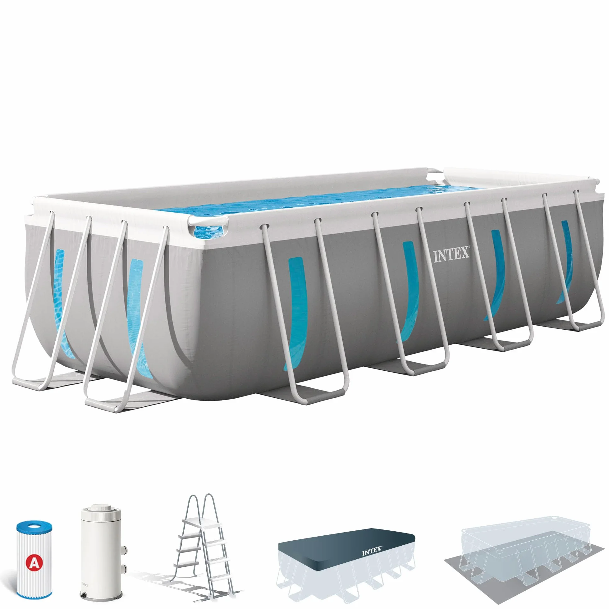 Intex Kit Piscine Clearview Rectangulaire Tubulaire 4,00 x 2,00 x 1,22 m