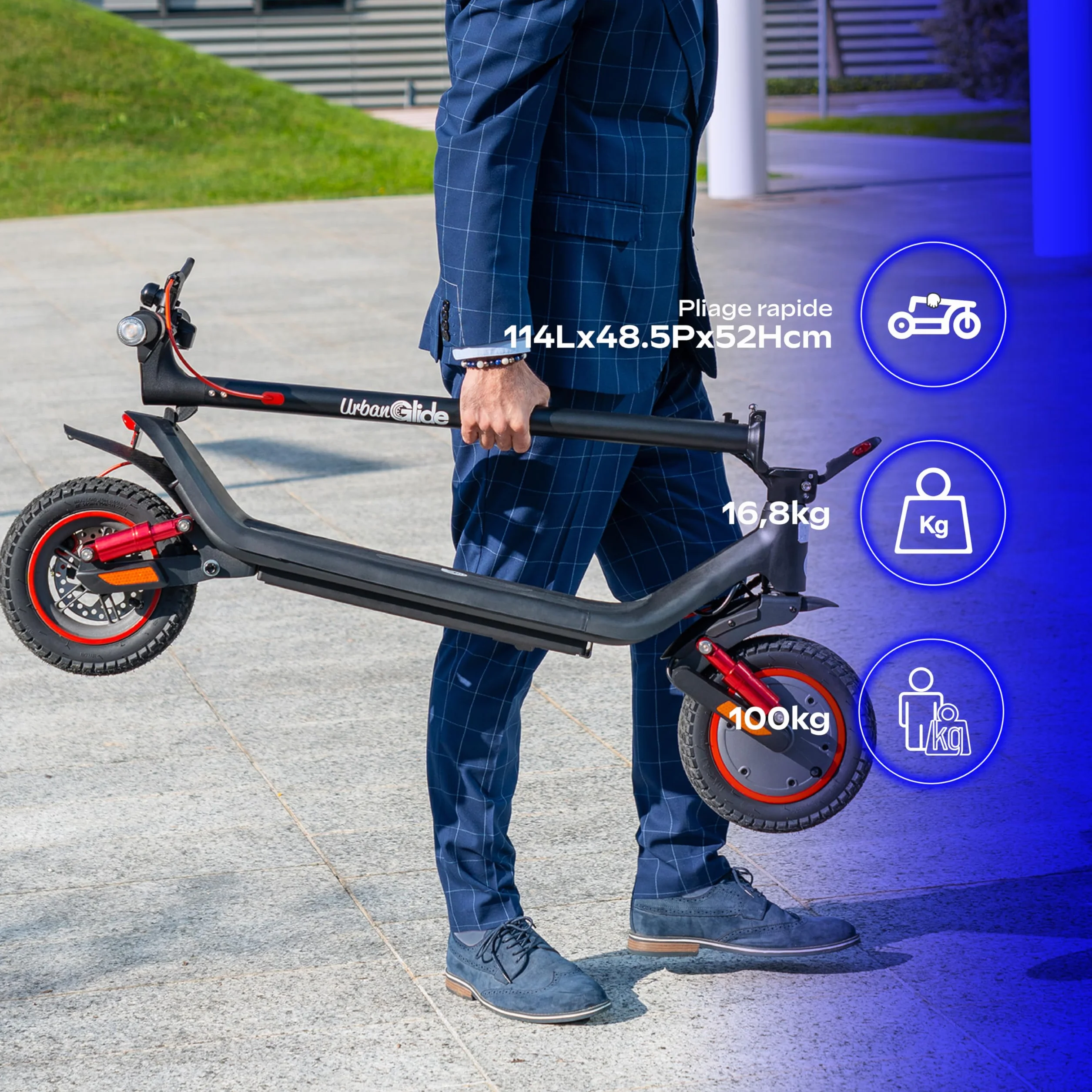 UrbanGlide Trottinette électrique 100 Shark 700W 10Ah Noir
