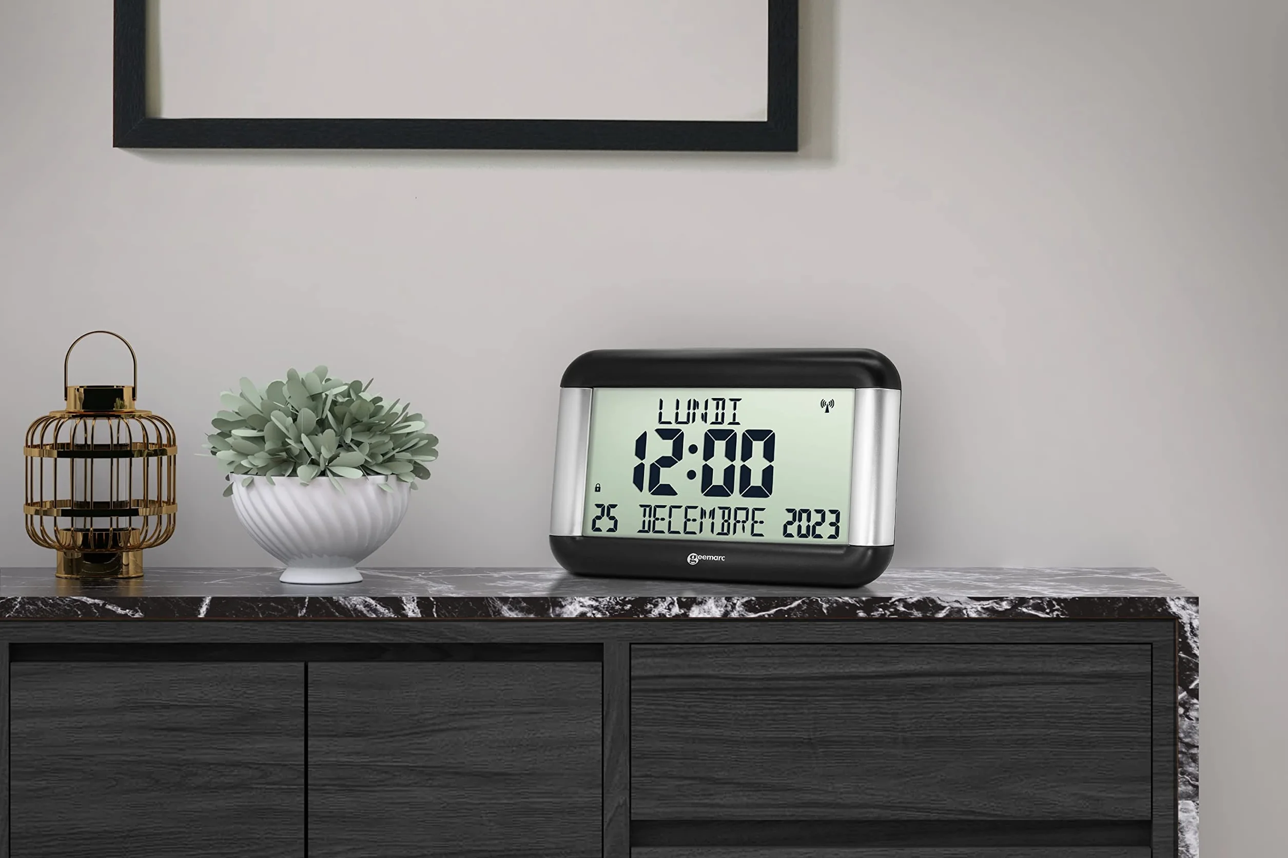 Geemarc La Viso8 Horloge Calendrier Réglage Automatique Grands Caractères sans Rétroéclairage