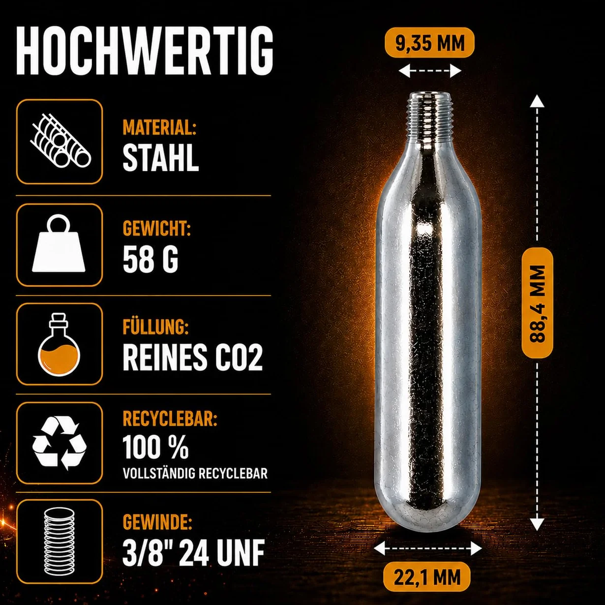 NEMT Lot de 10 Capsules de bière CO2 16 g pour Systèmes de Tireuse à Bière Compatible avec Pompes à Cartouche CO2