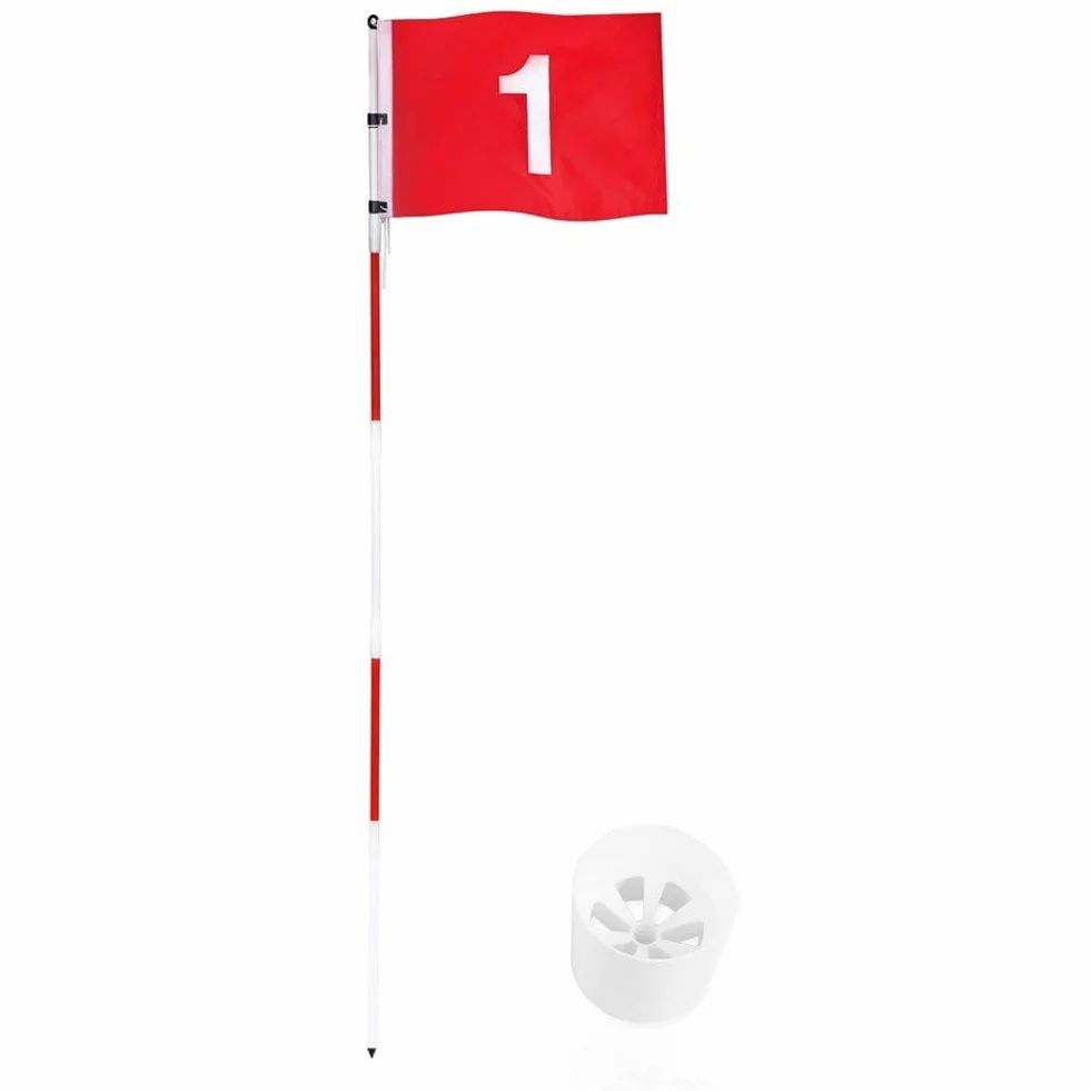 Drapeaux De Golf Drapeaux avec Tasses Pratique Putting Green Flag Golf Pole Pin Flaghole Golf Hole Cup Portable Mini Golf Flag Sticks pour Yard Golf Course