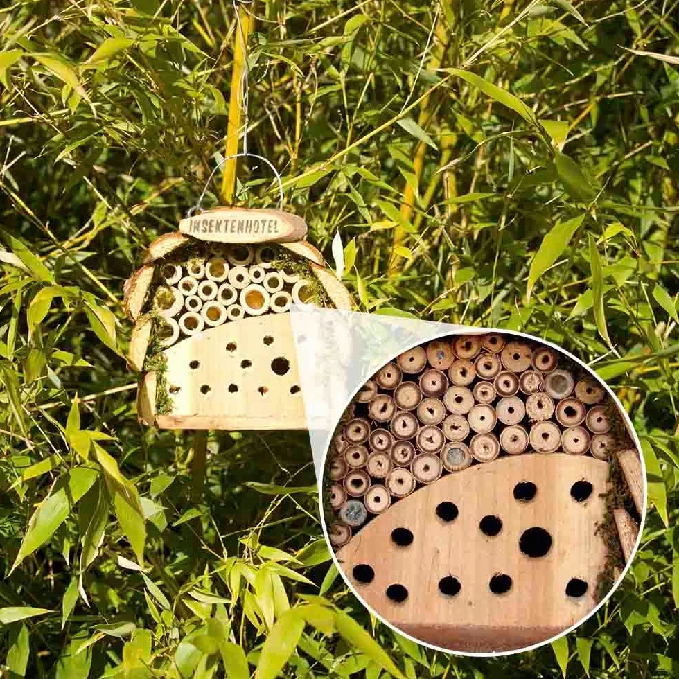 GARDIGO Hôtel à Insectes en Bois et Bambou Refuge Naturel pour Coccinelles Abeilles Abri Suspendu Jardin